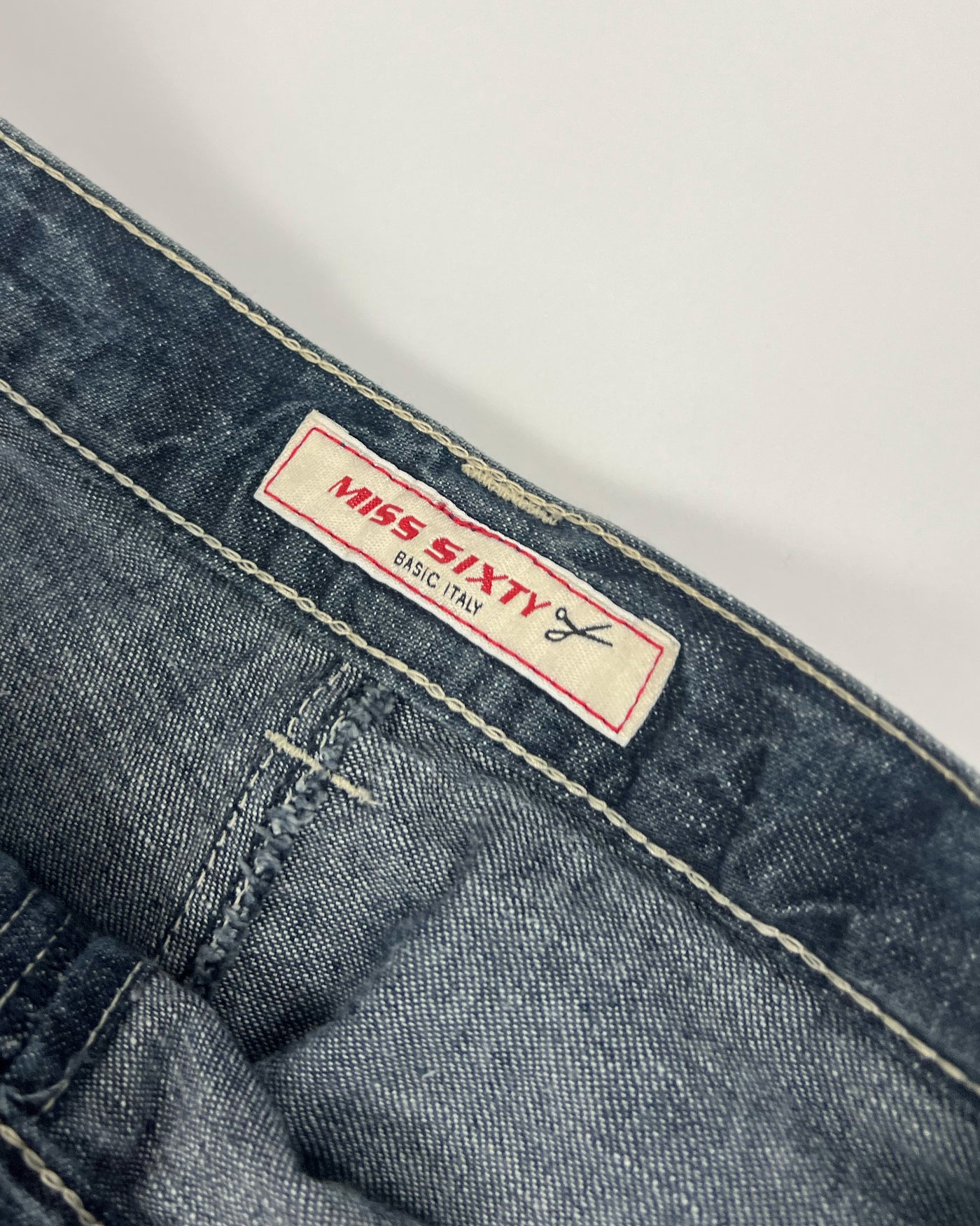 Late 90's Miss Sixty Cropped Jeans with Skirt in Indigo Denim - W27