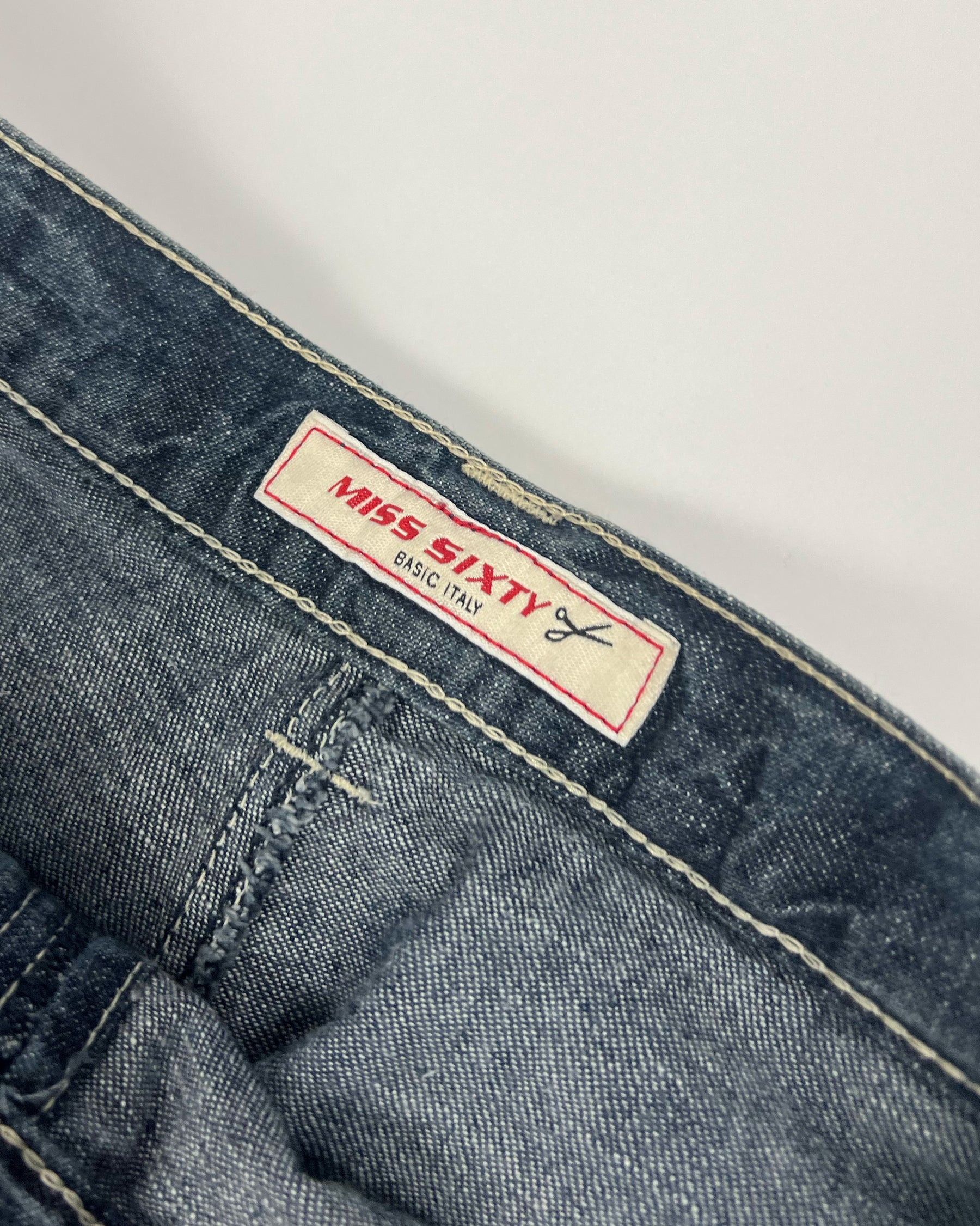 Late 90's Miss Sixty Cropped Jeans with Skirt in Indigo Denim - W27