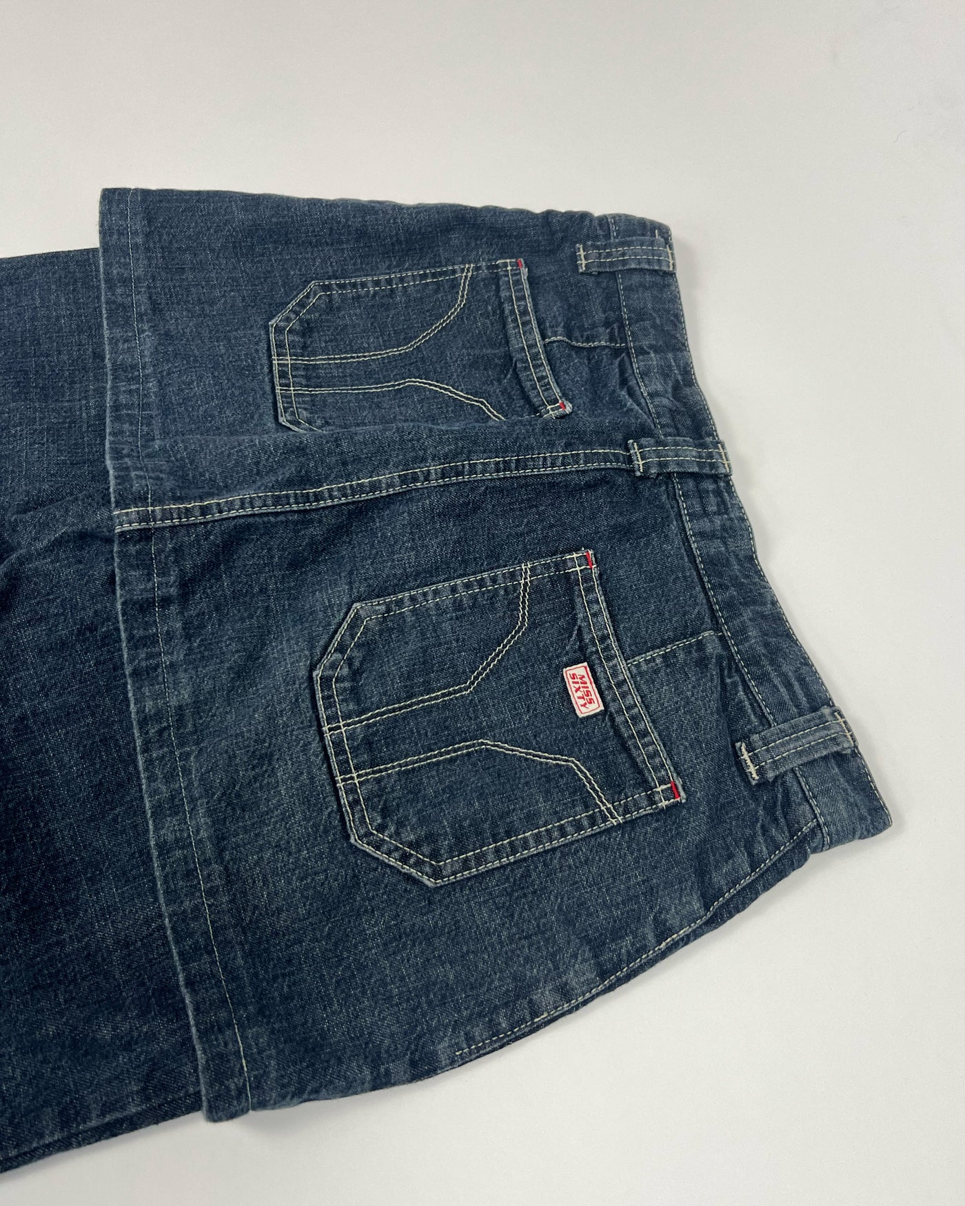 Late 90's Miss Sixty Cropped Jeans with Skirt in Indigo Denim - W27