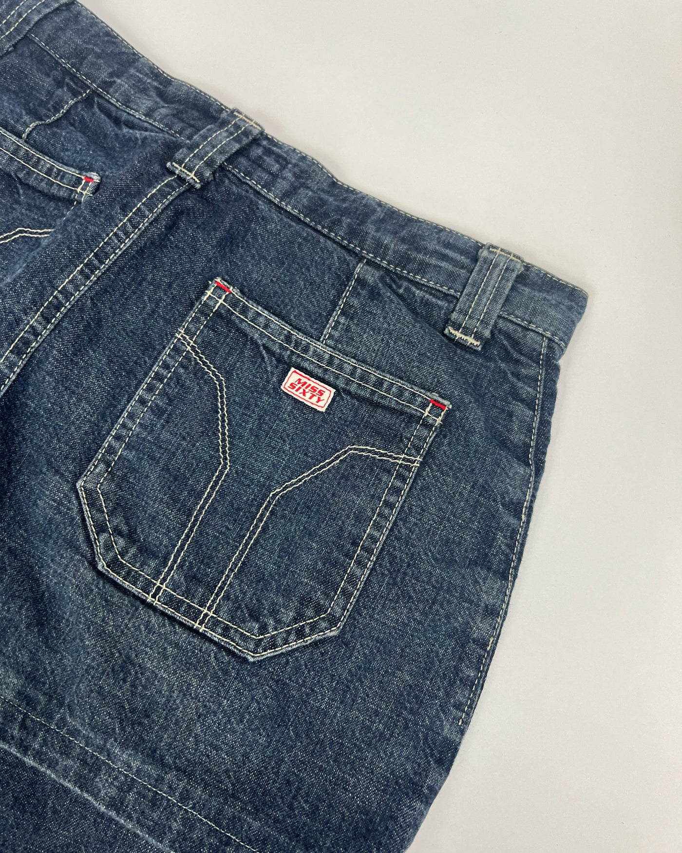 Late 90's Miss Sixty Cropped Jeans with Skirt in Indigo Denim - W27