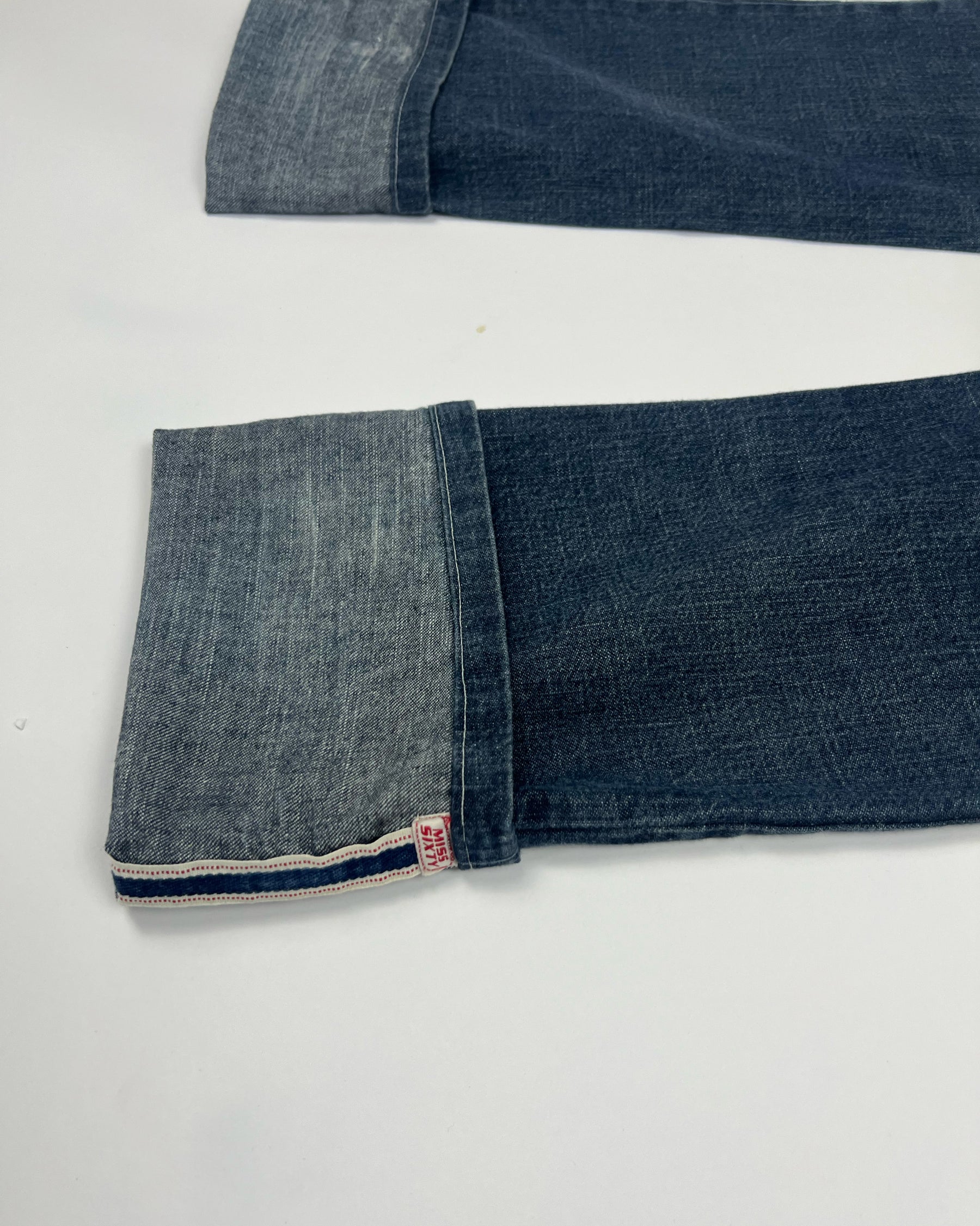 Late 90's Miss Sixty Cropped Jeans with Skirt in Indigo Denim - W27