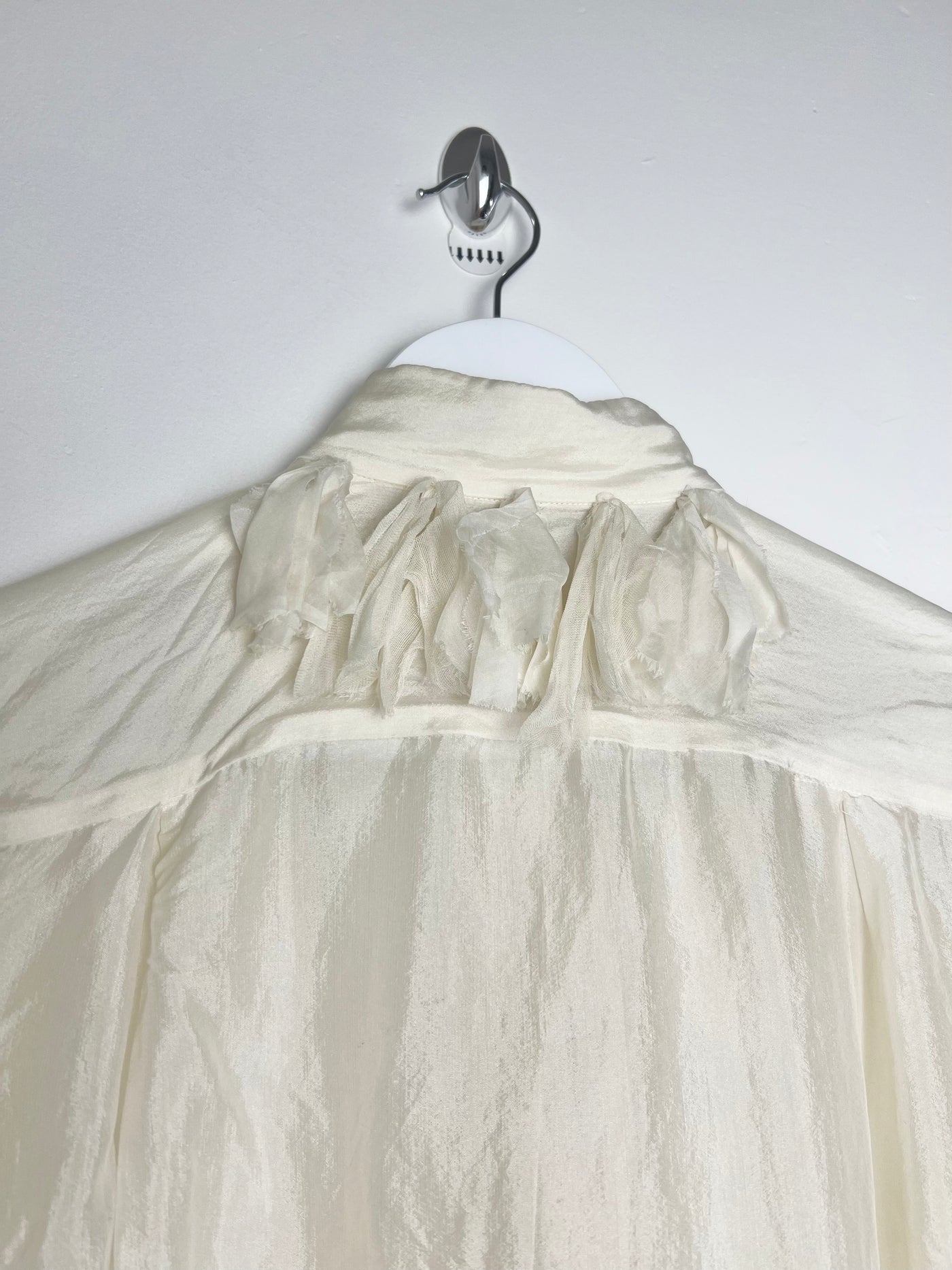 00's Dolce & Gabbana Silk Blouse with Ruffle Detail in Cream - S