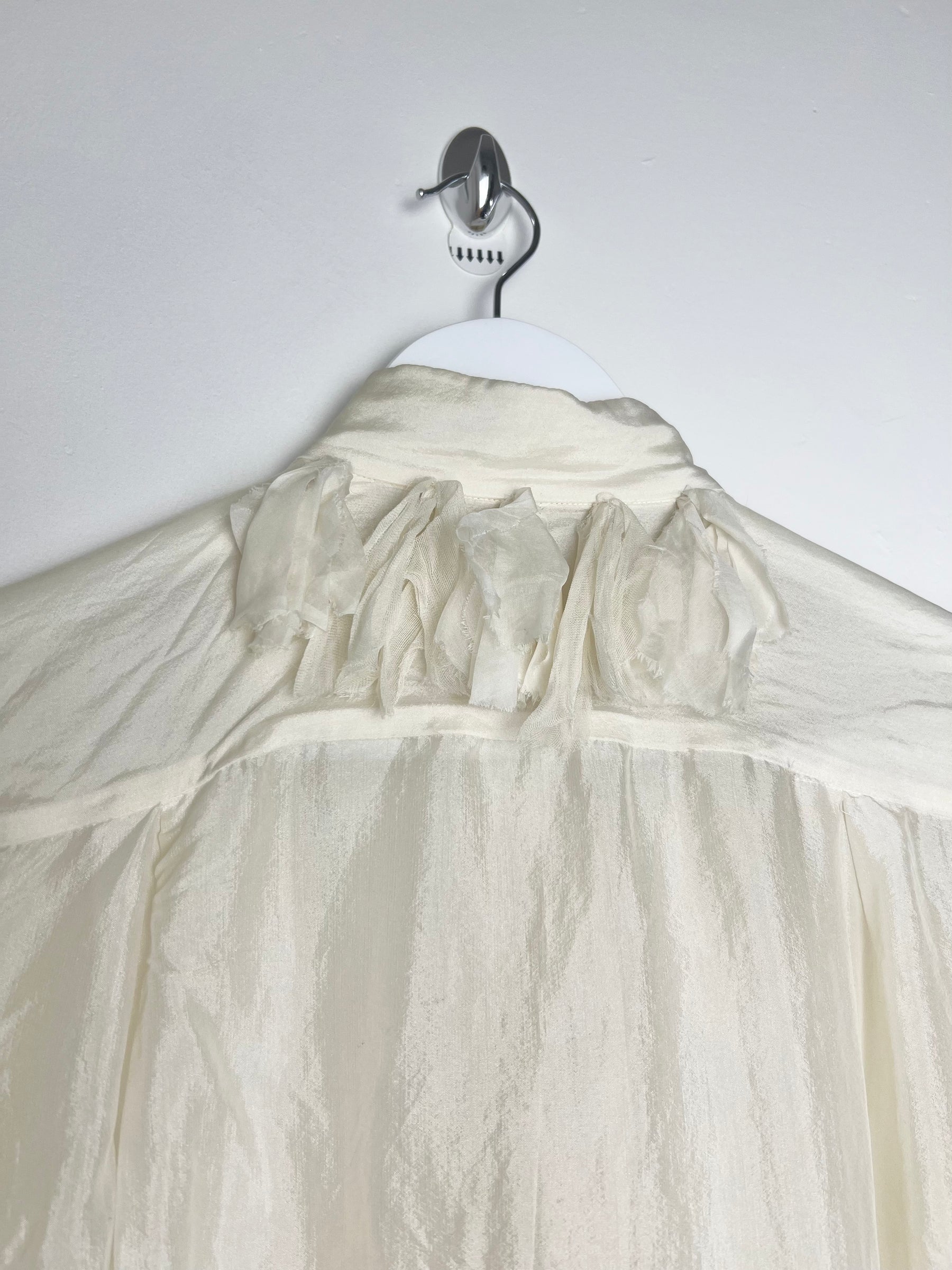 00's Dolce & Gabbana Silk Blouse with Ruffle Detail in Cream - S