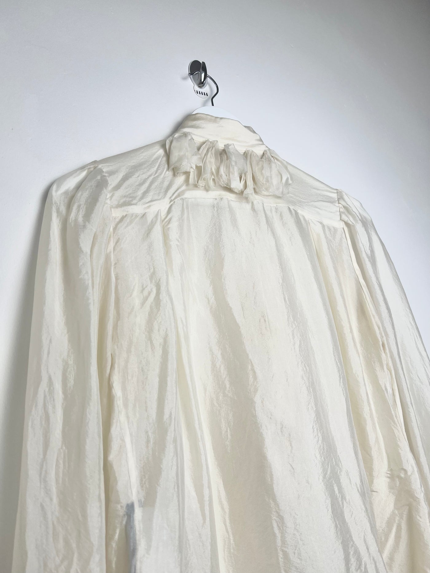 00's Dolce & Gabbana Silk Blouse with Ruffle Detail in Cream - S