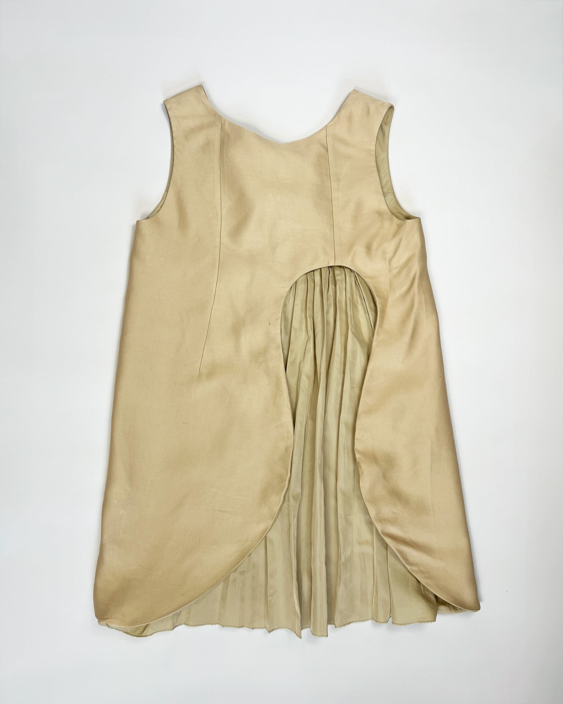 AW 2009 Miu Miu Pleated Dress with Cut Out Detail - M