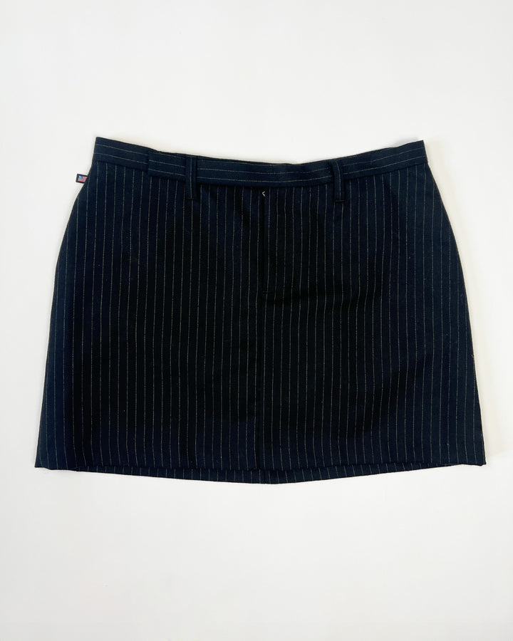 00's Ralph Lauren Tailored Mini Skirt in Navy Wool Pinstripe - W32"