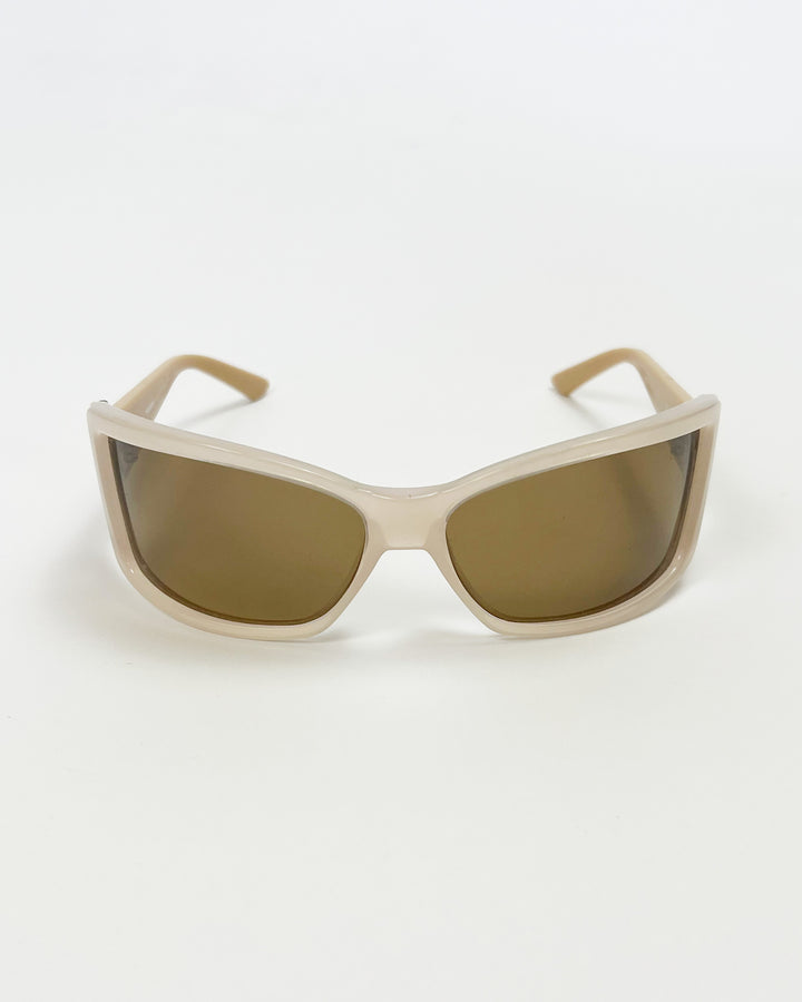 00's Missoni Wrap Around Sunglasses in Tan/ Cream / Gold