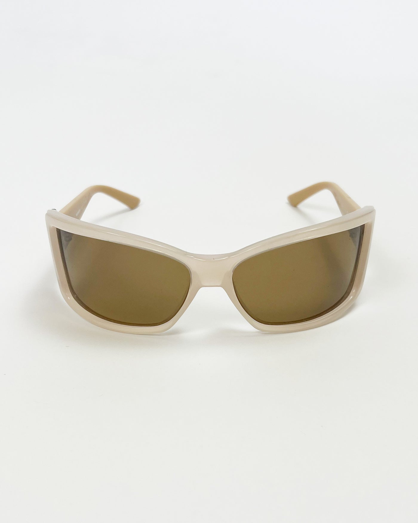 00's Missoni Wrap Around Sunglasses in Tan/ Cream / Gold