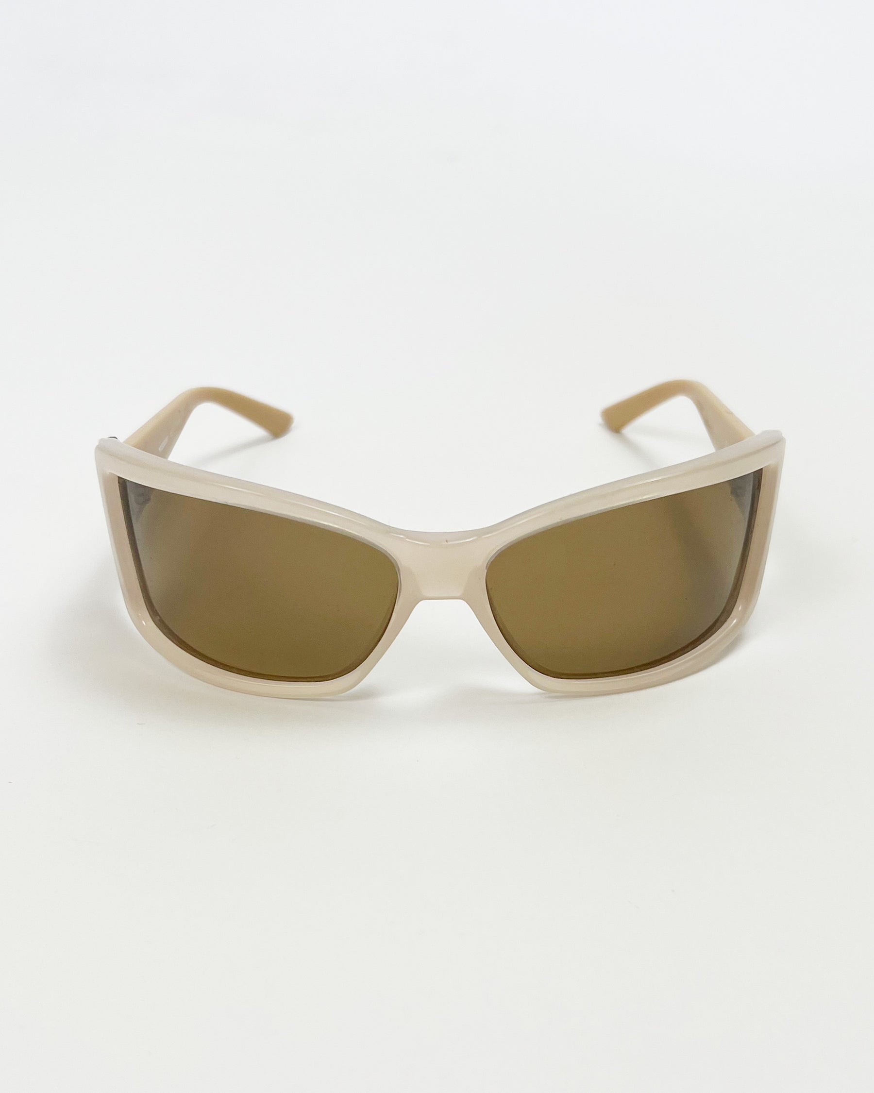 00's Missoni Wrap Around Sunglasses in Tan/ Cream / Gold