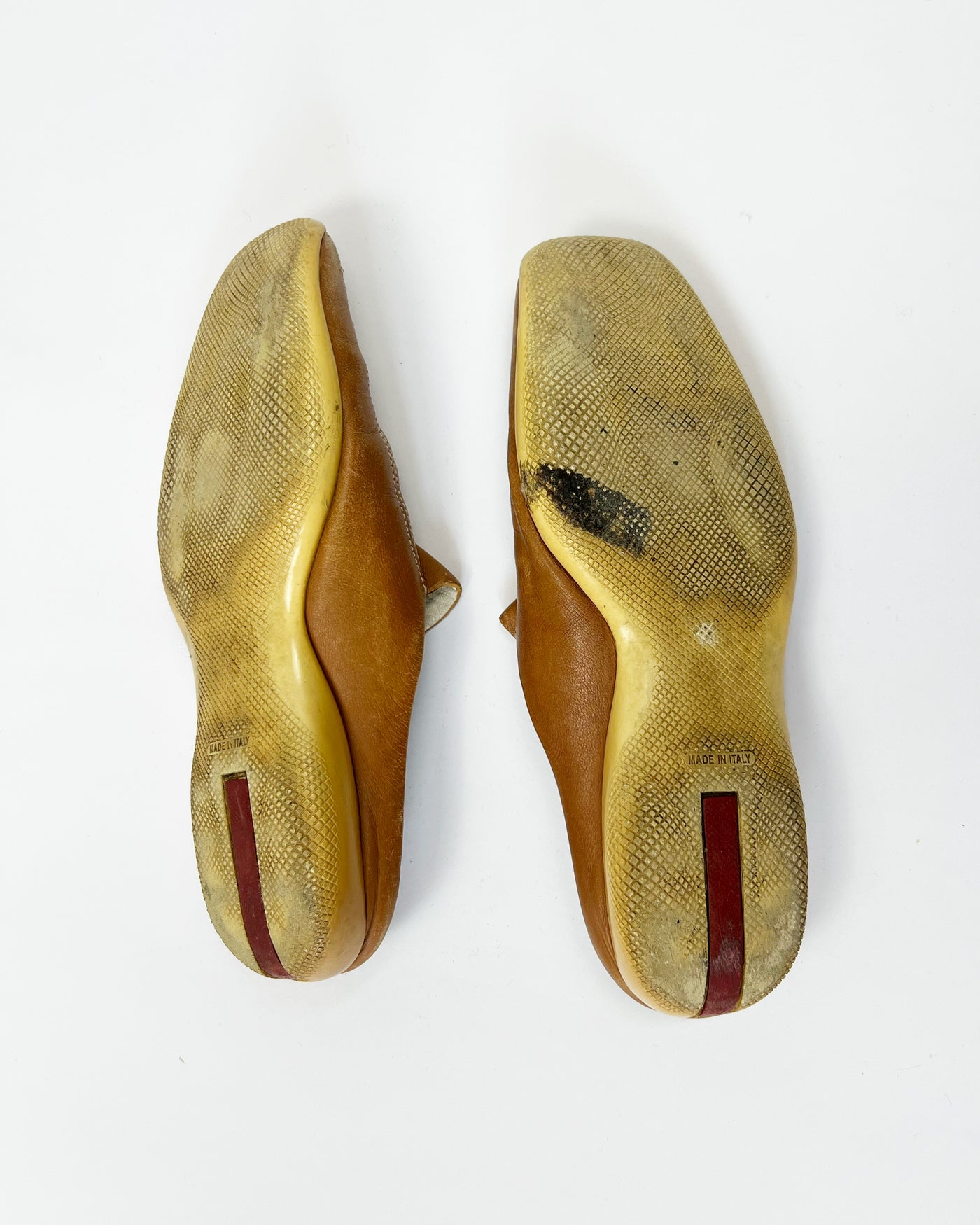 00's Prada Leather Loafer Mules in Tan - UK 4