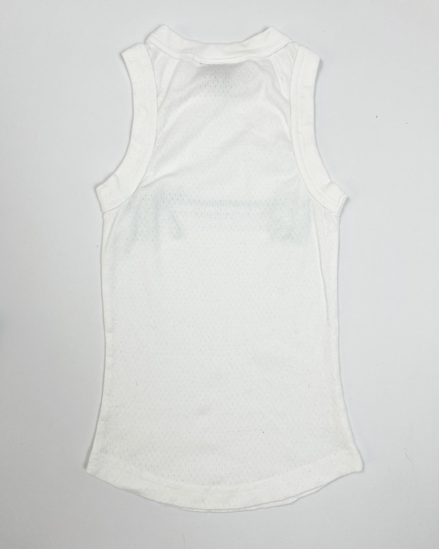 00's Tank Top with Aqua Sport Number & Hibiscus Print in White - XS