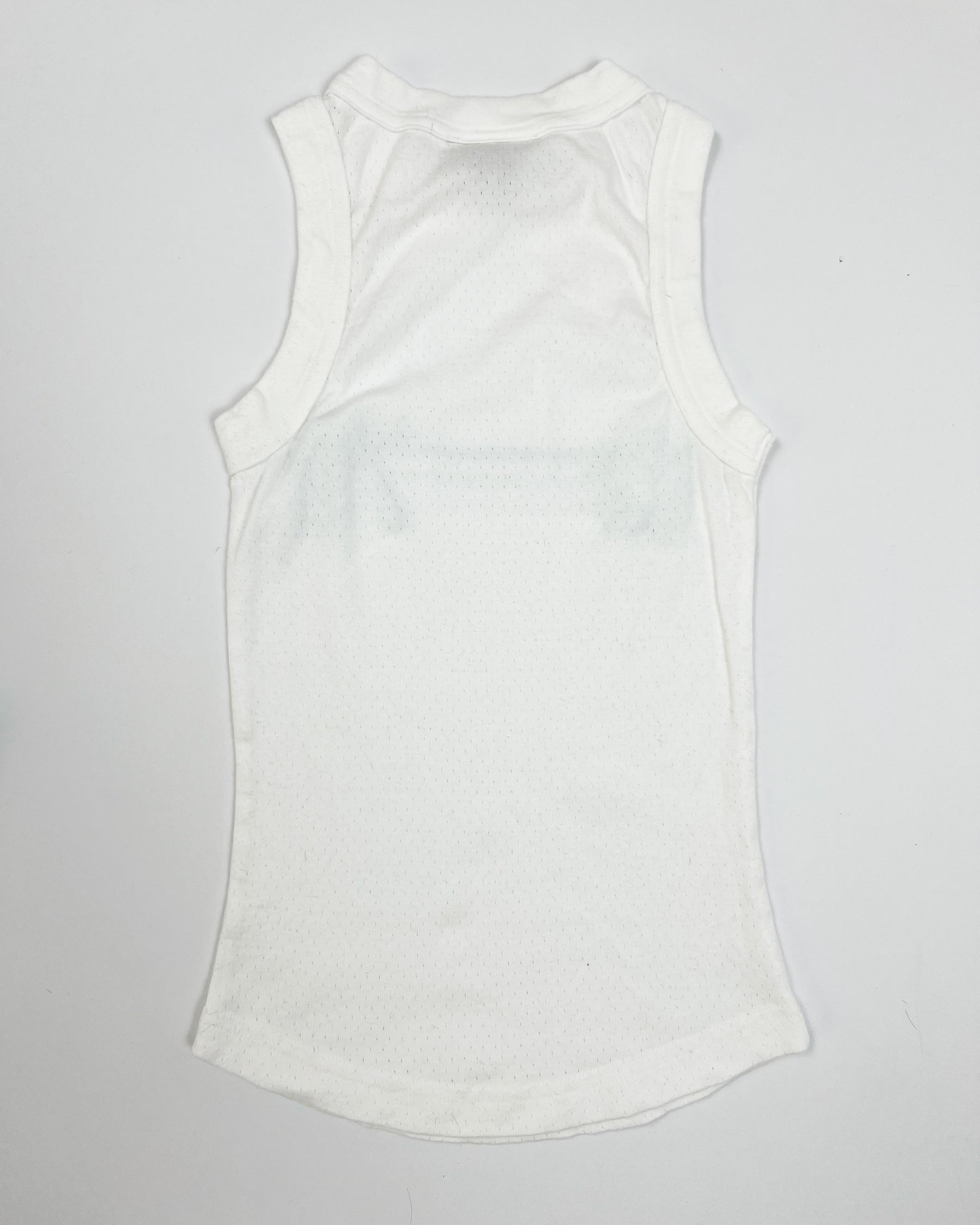 00's Tank Top with Aqua Sport Number & Hibiscus Print in White - XS