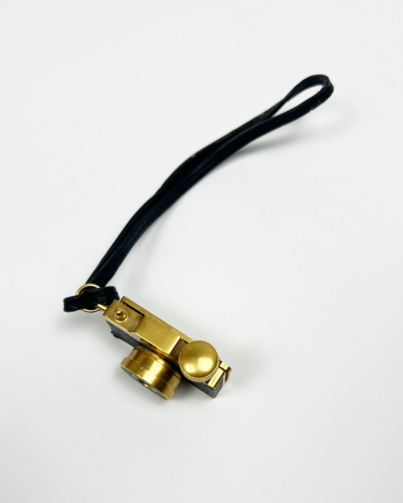 00's Chloé Miniature Camera Charm Keyring in Brass Metal & Leather