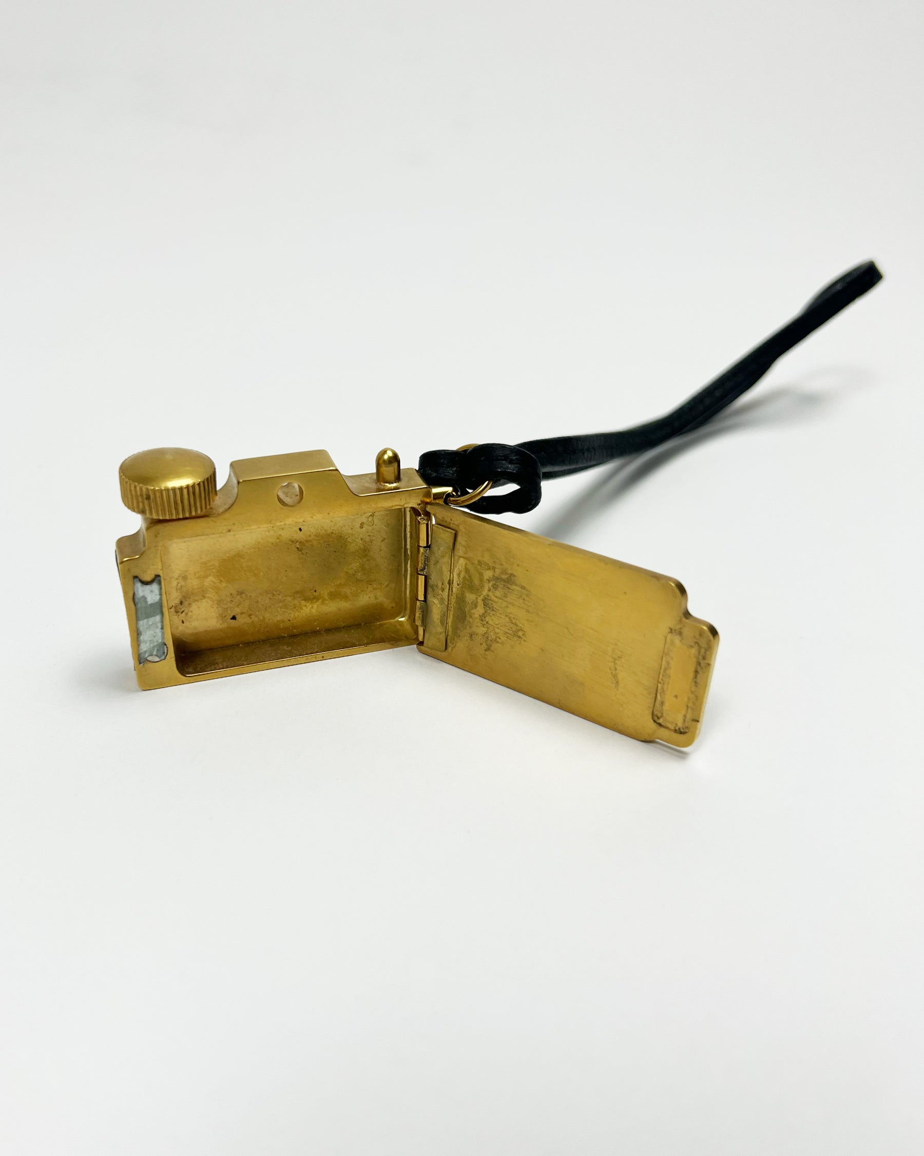 00's Chloé Miniature Camera Charm Keyring in Brass Metal & Leather