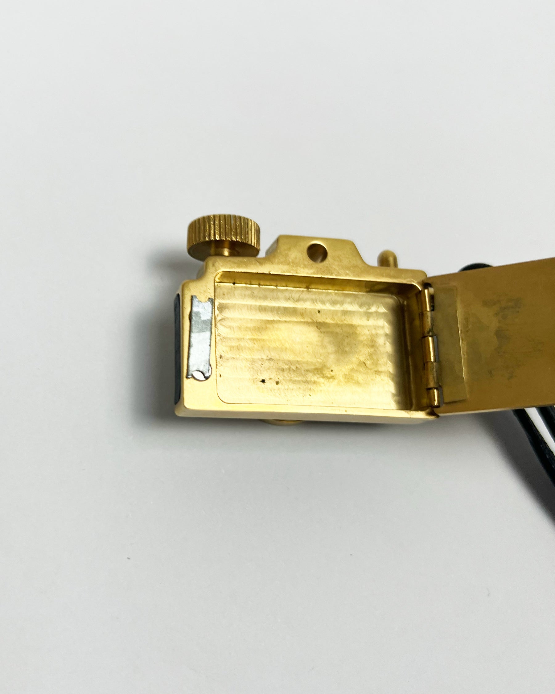 00's Chloé Miniature Camera Charm Keyring in Brass Metal & Leather