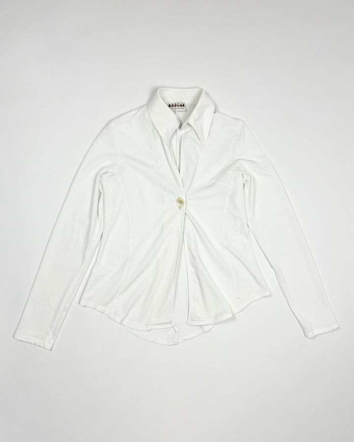 00'S Morgan de Toi Longsleeve Top with Single Button Closure in White - S
