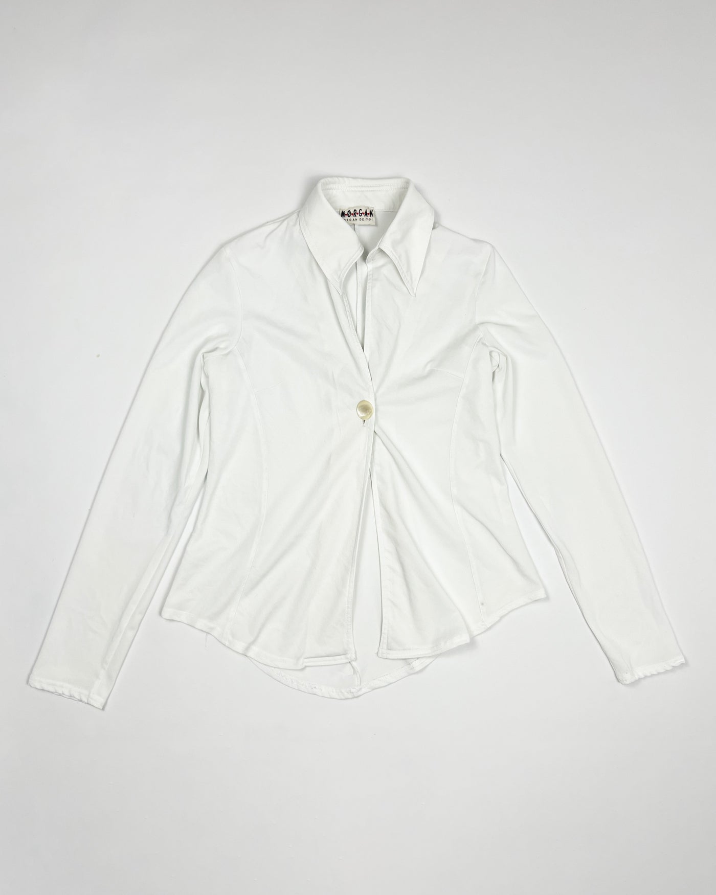 00'S Morgan de Toi Longsleeve Top with Single Button Closure in White - S