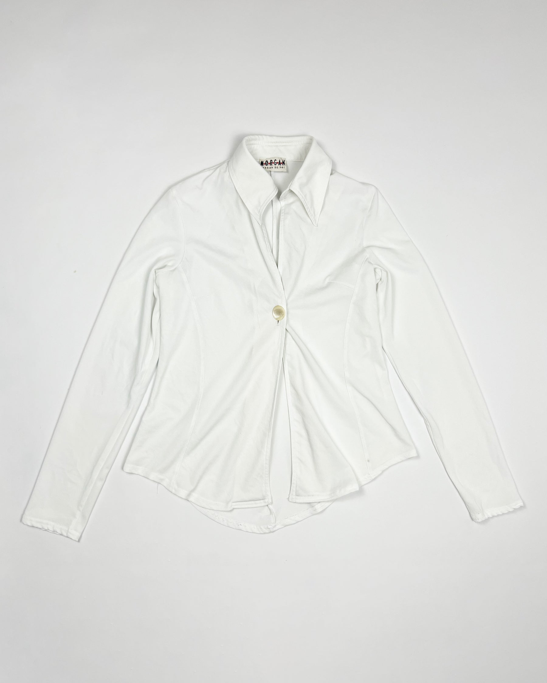00'S Morgan de Toi Longsleeve Top with Single Button Closure in White - S