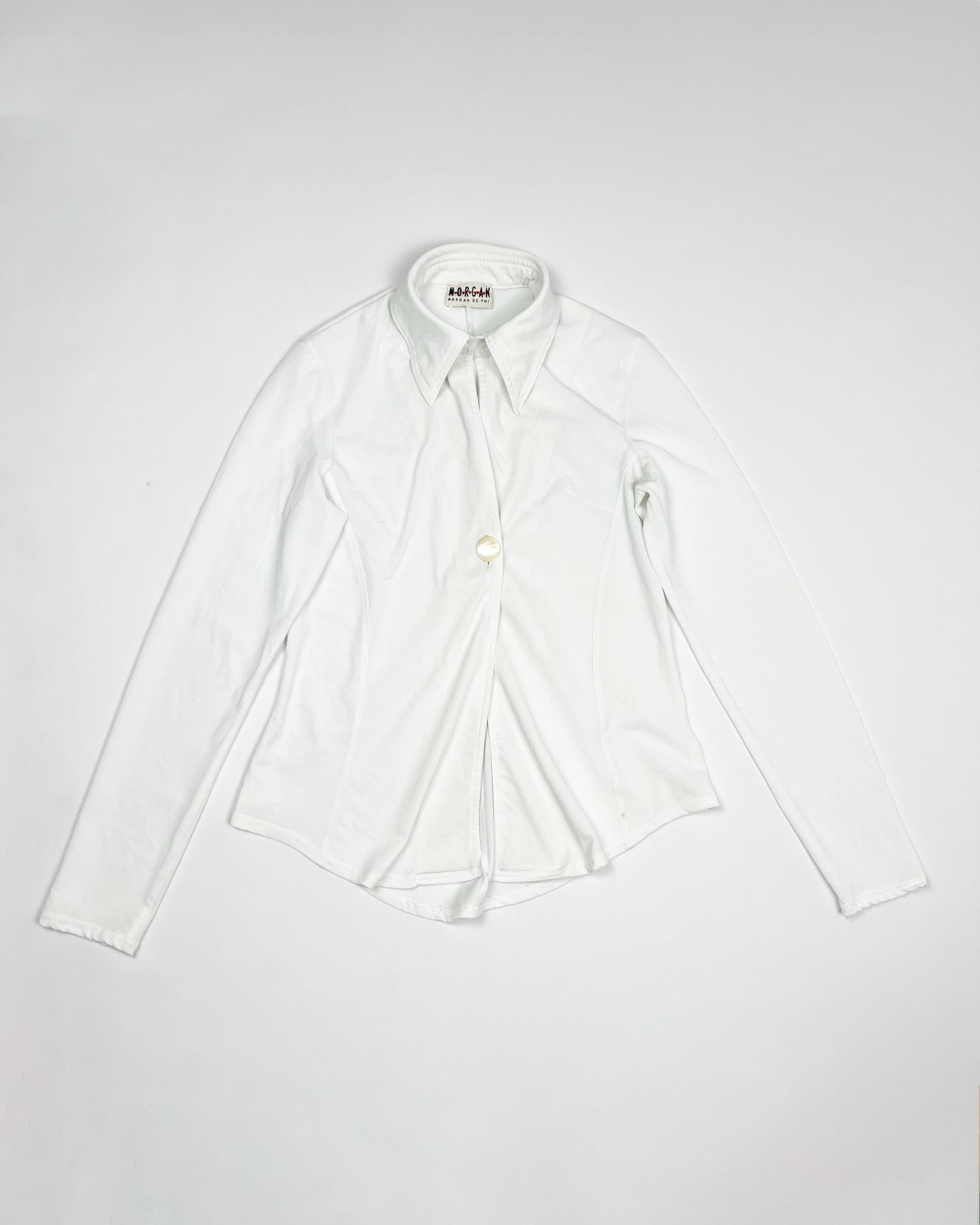 00'S Morgan de Toi Longsleeve Top with Single Button Closure in White - S
