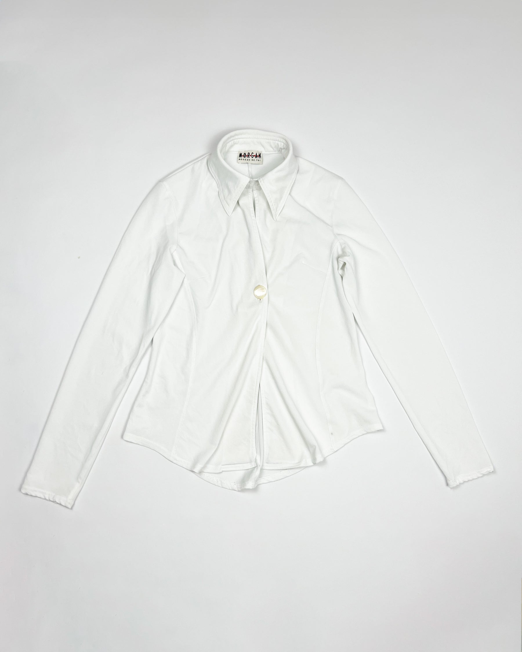 00'S Morgan de Toi Longsleeve Top with Single Button Closure in White - S