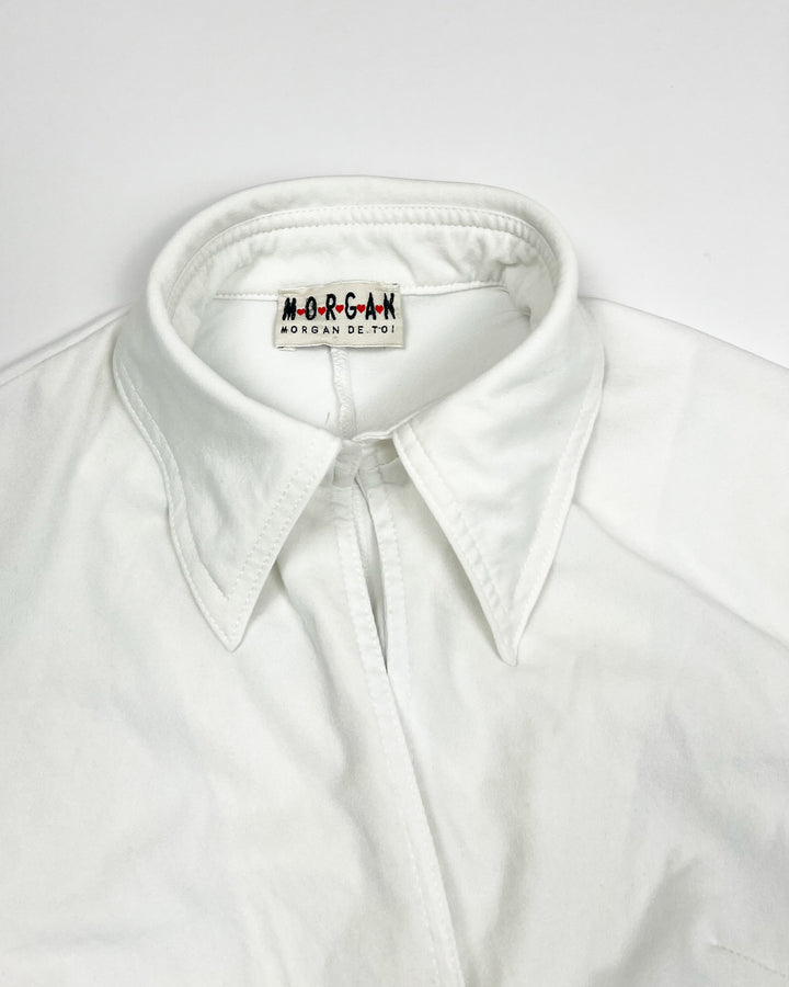 00'S Morgan de Toi Longsleeve Top with Single Button Closure in White - S