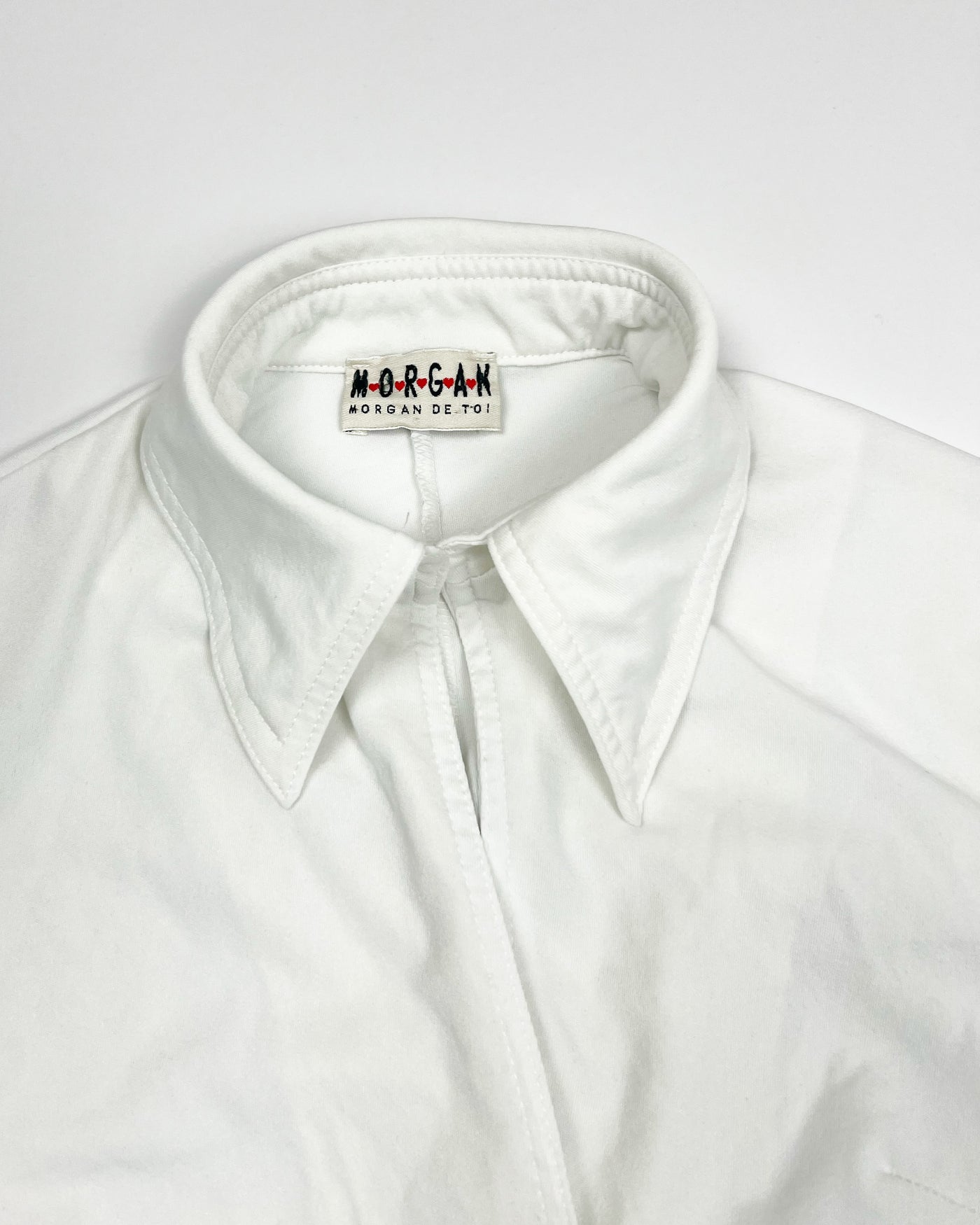 00'S Morgan de Toi Longsleeve Top with Single Button Closure in White - S