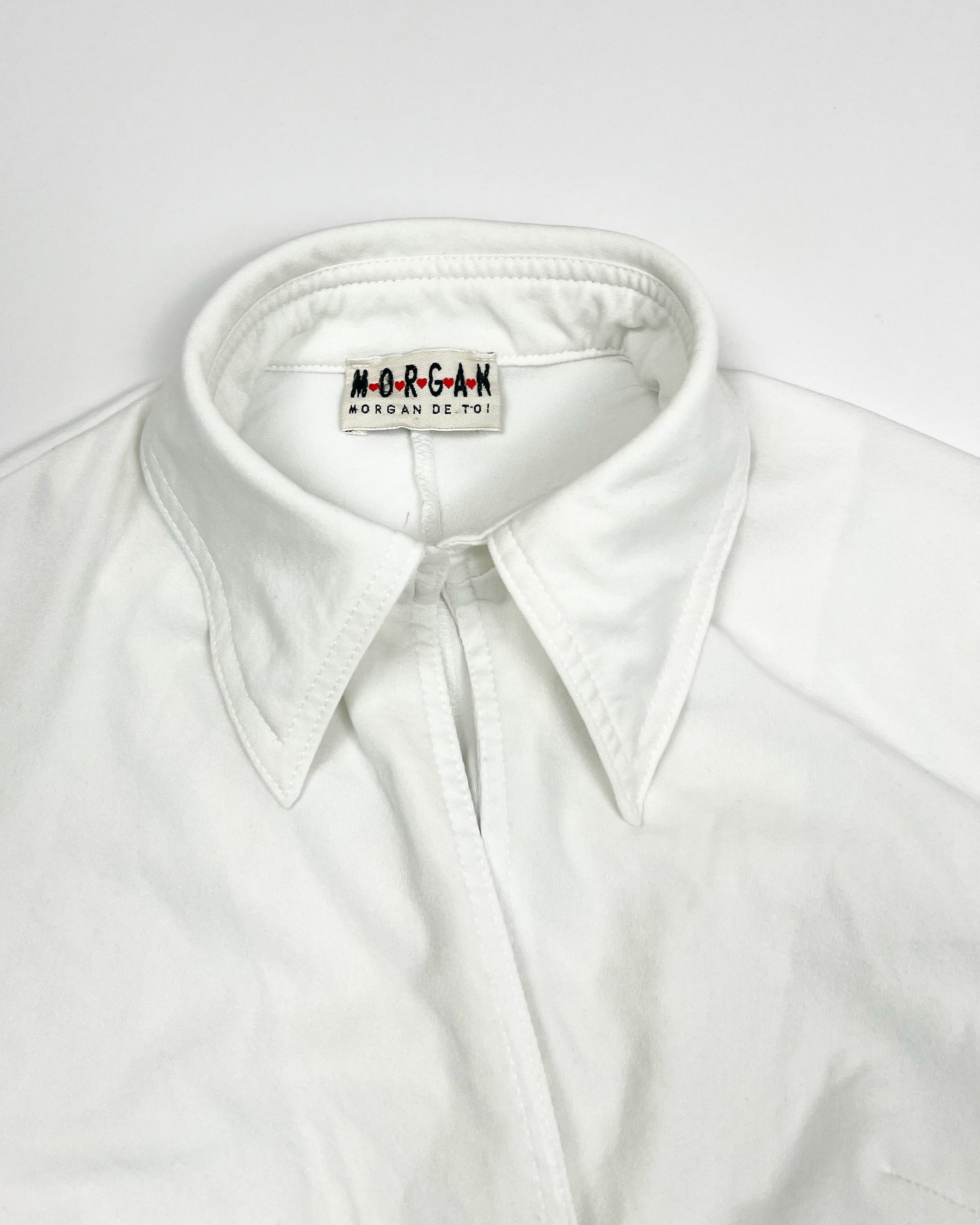 00'S Morgan de Toi Longsleeve Top with Single Button Closure in White - S
