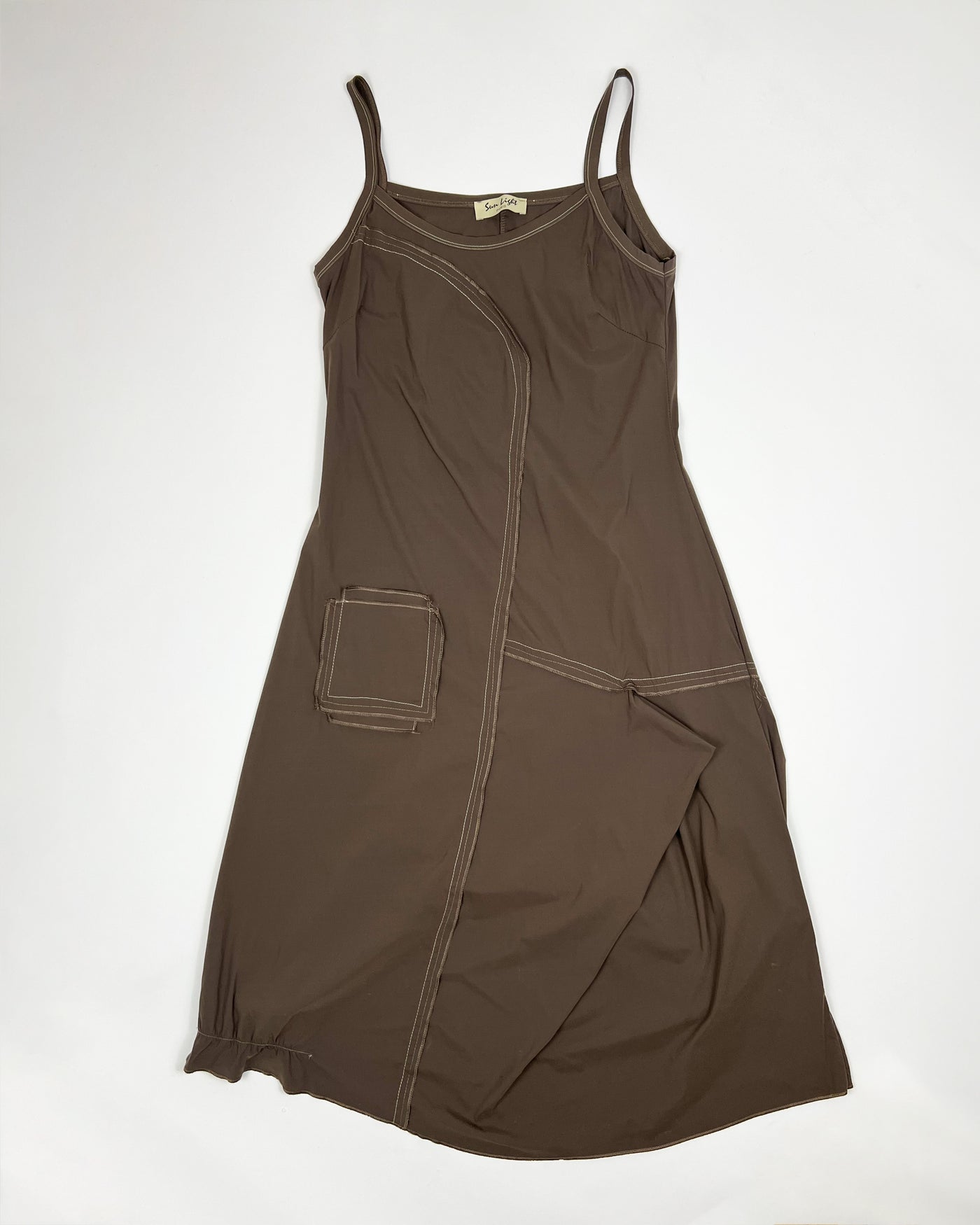 00's French Designer Polymide Parachute Dress in Brown - M / L