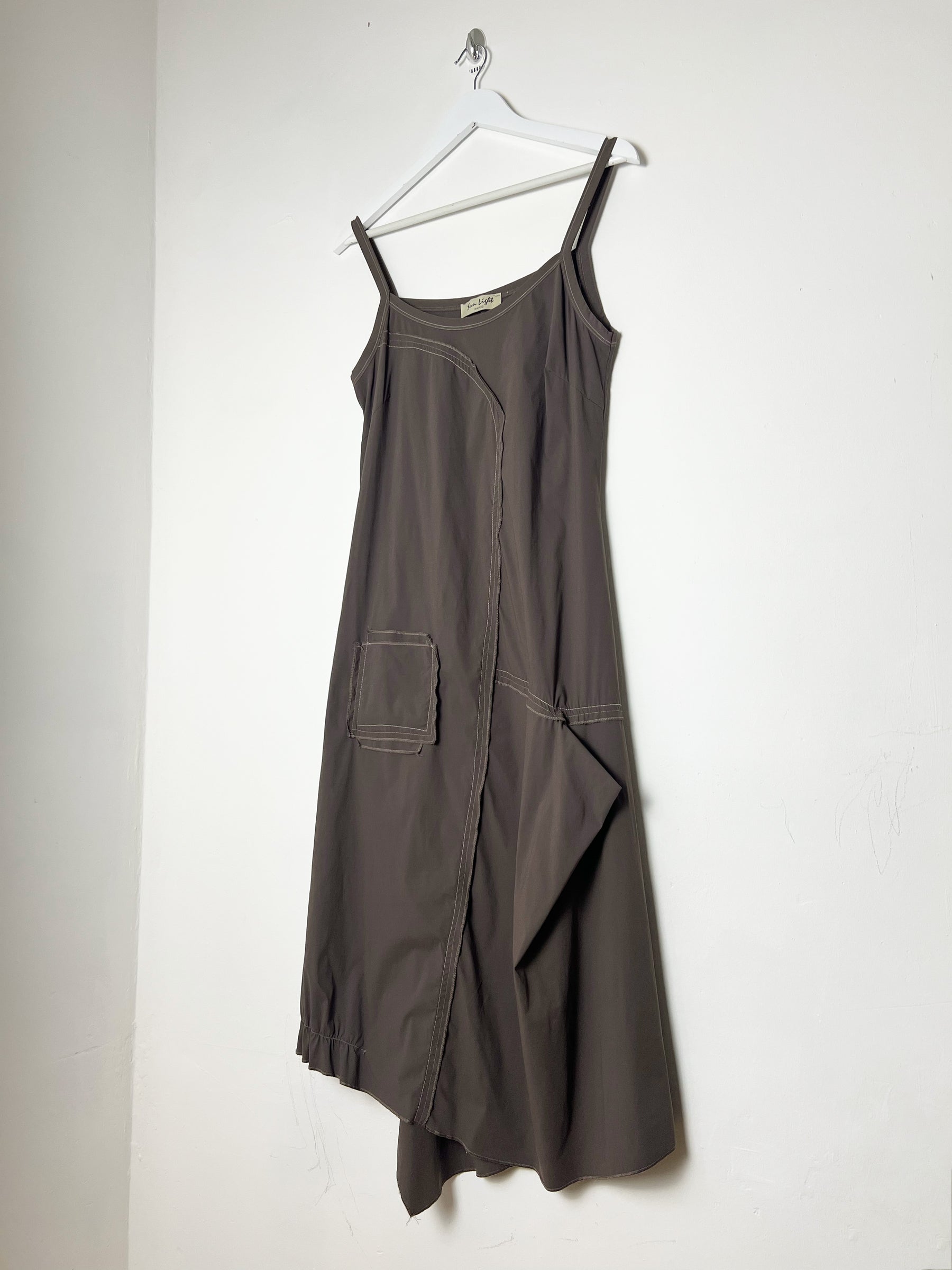 00's French Designer Polymide Parachute Dress in Brown - M / L