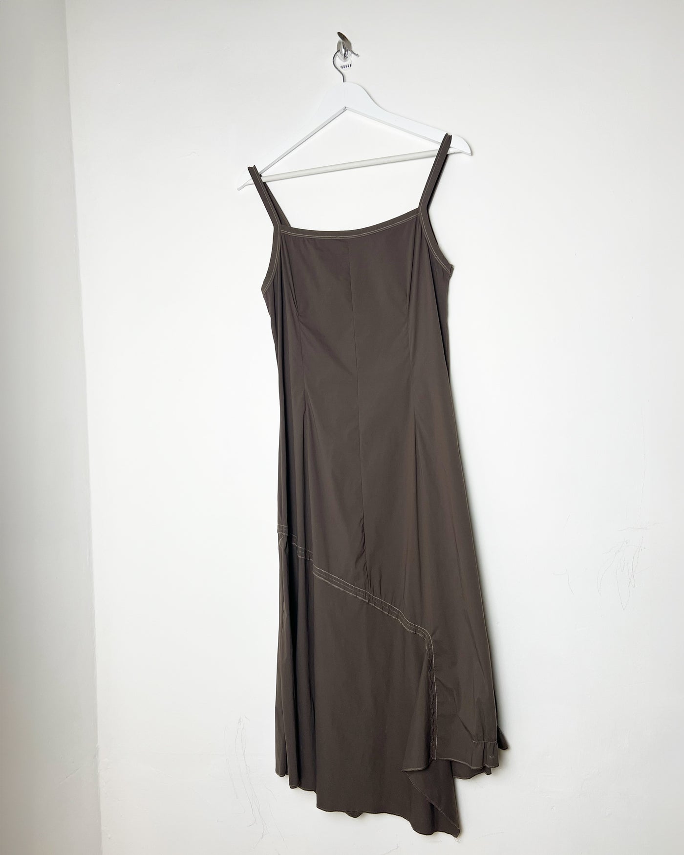00's French Designer Polymide Parachute Dress in Brown - M / L