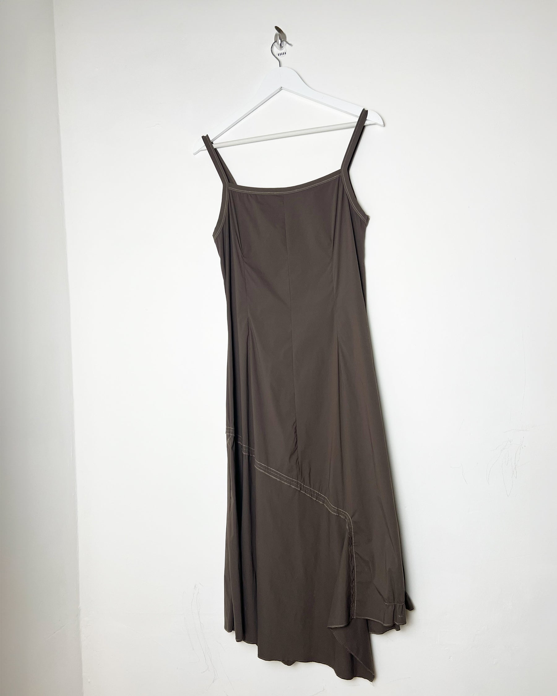 00's French Designer Polymide Parachute Dress in Brown - M / L