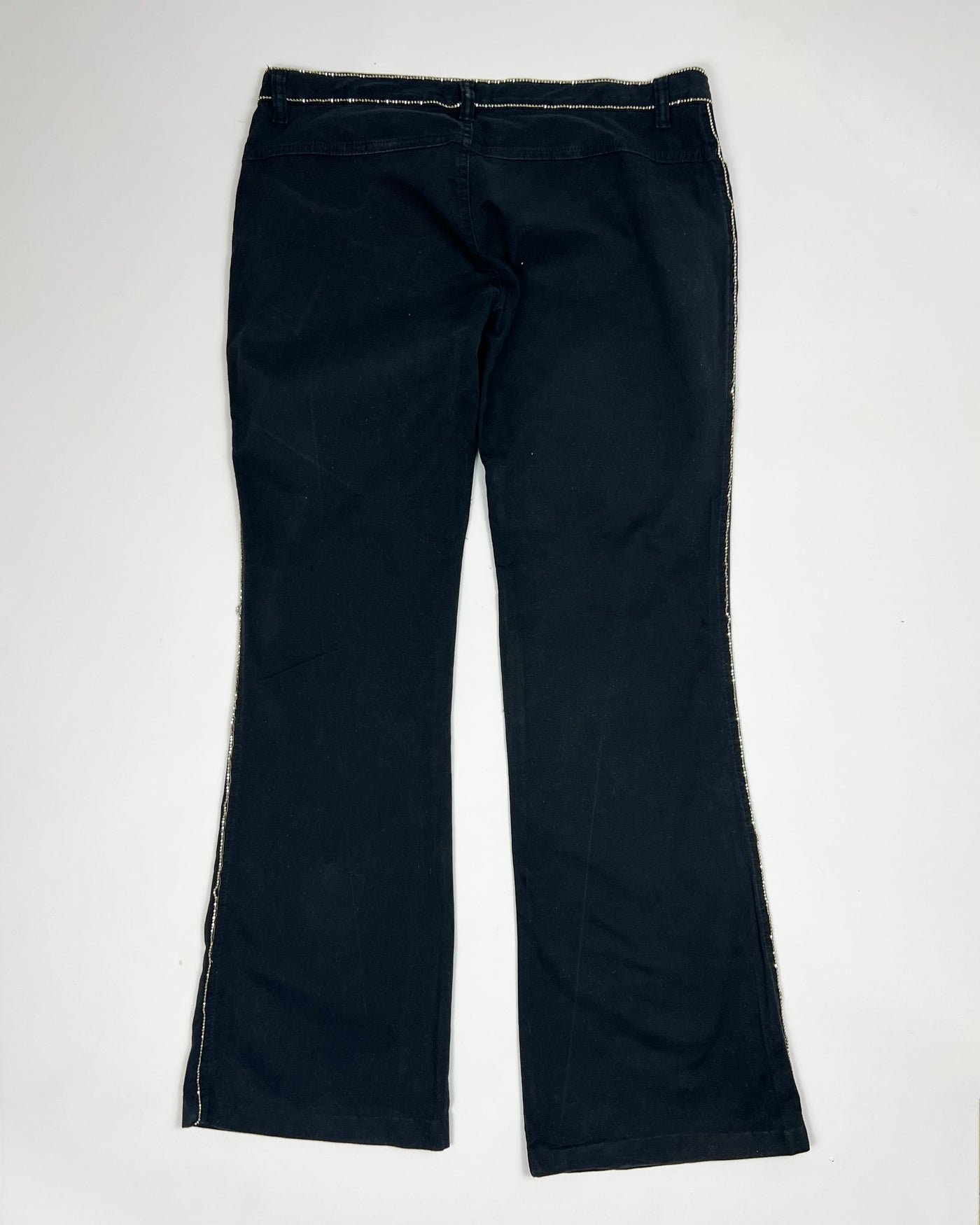 90's Moschino Low Rise Bootcut Jeans with Metallic Bead Trim - W32