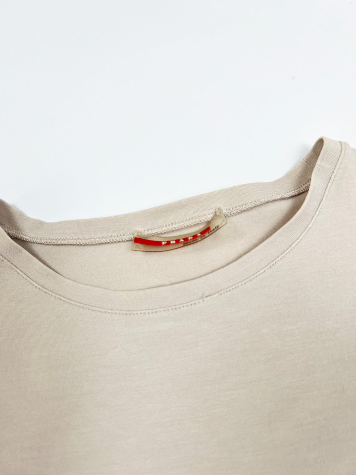 SS99 Prada Sport Baby Tee with Nylon Zip Pocket in Dusty Pink - S/M