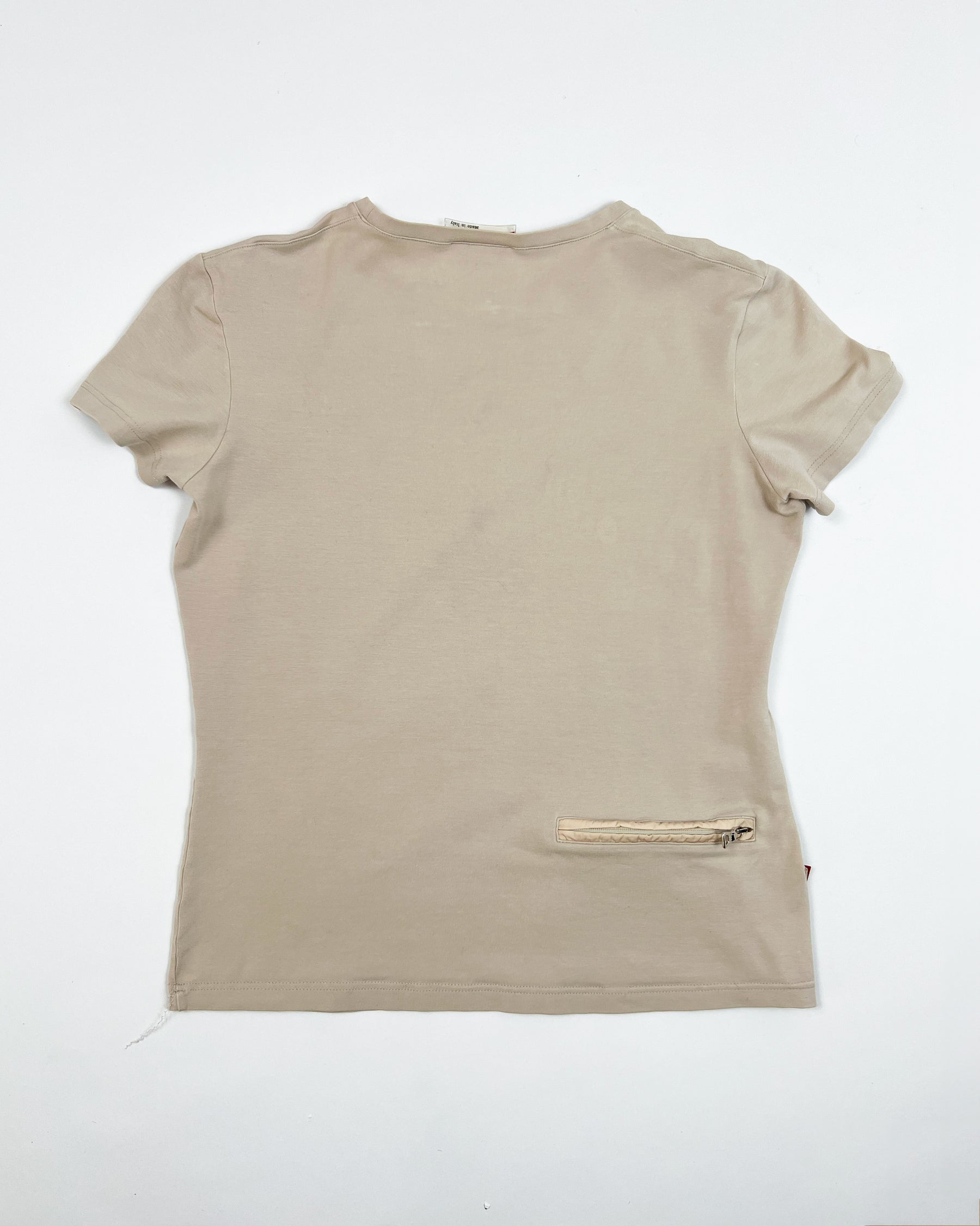 SS99 Prada Sport Baby Tee with Nylon Zip Pocket in Dusty Pink - S/M