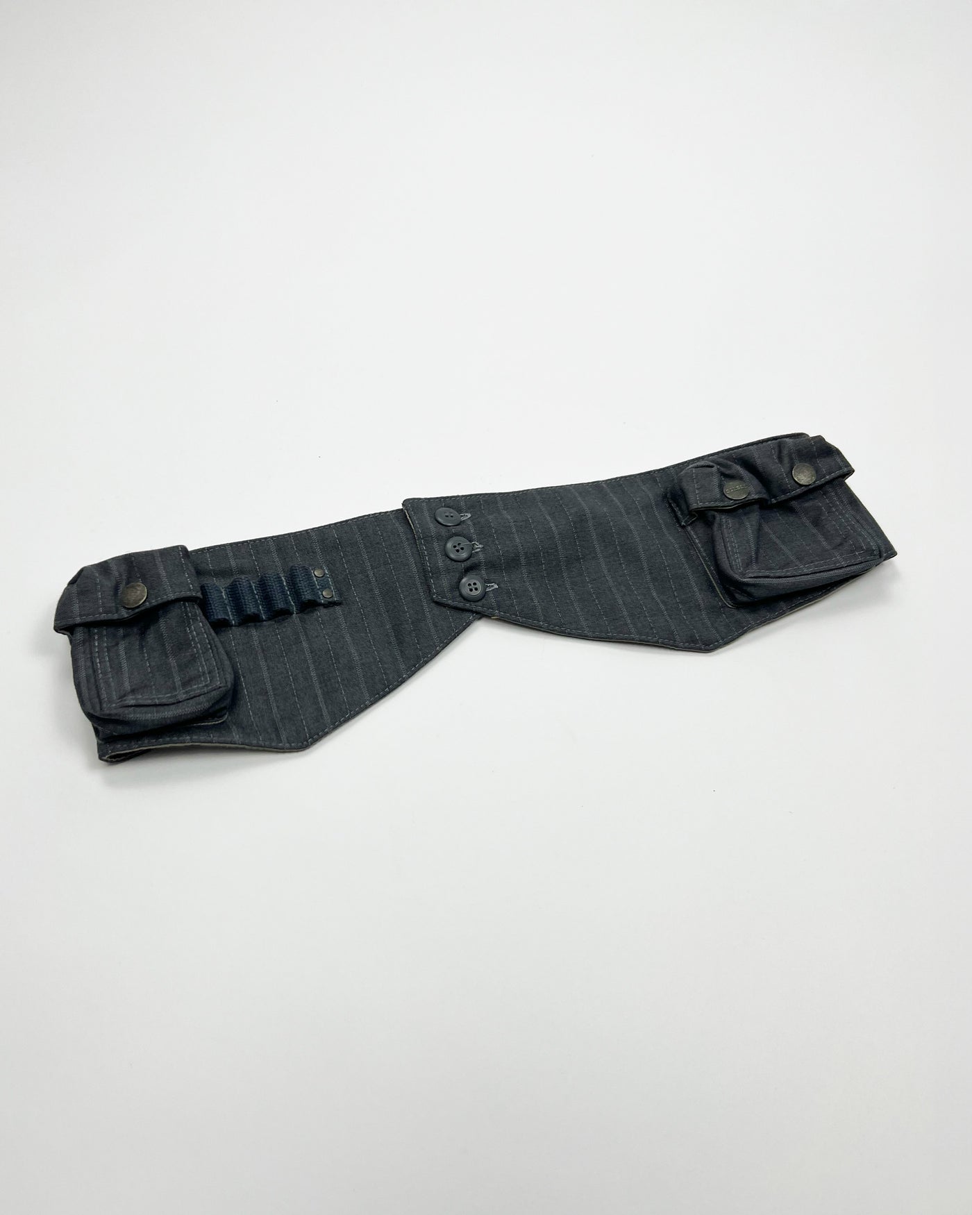 00's Diesel Utility Pocket Belt in Grey Pinstripe / Leather