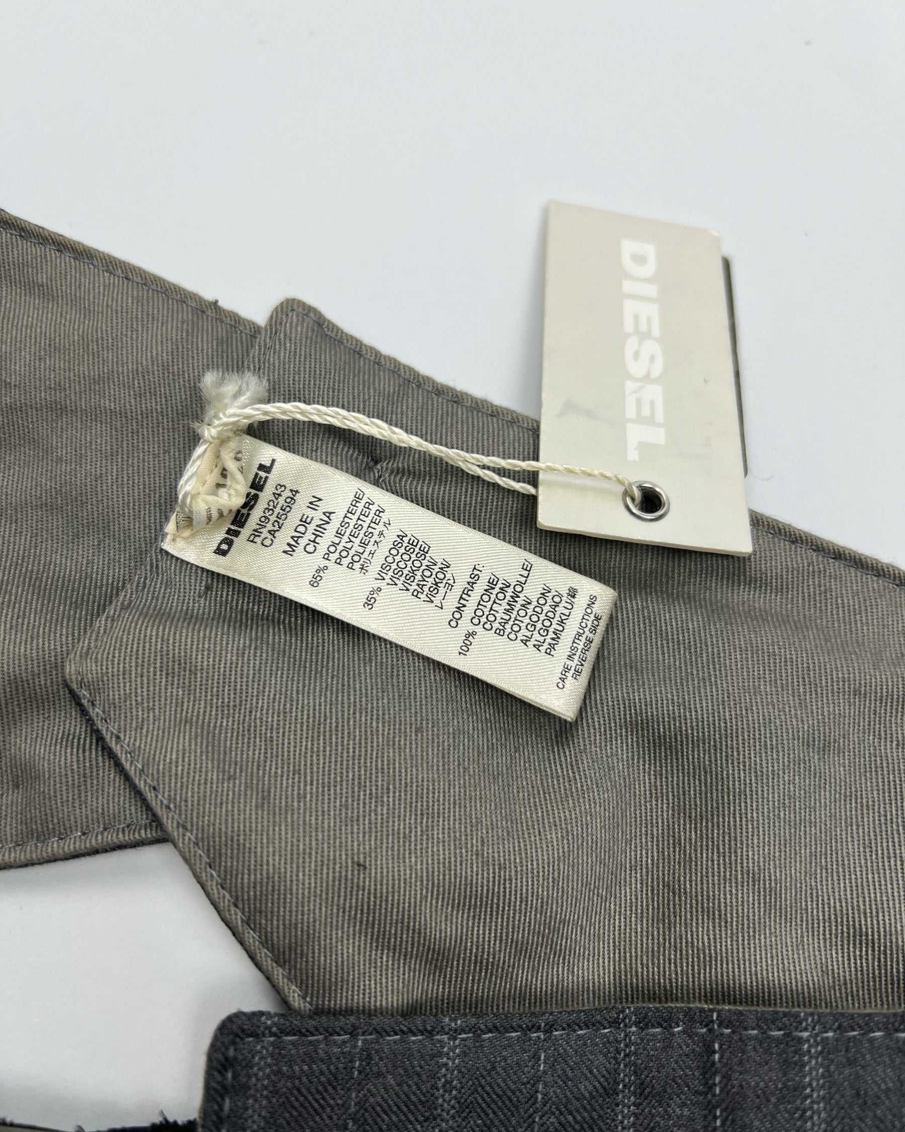 00's Diesel Utility Pocket Belt in Grey Pinstripe / Leather