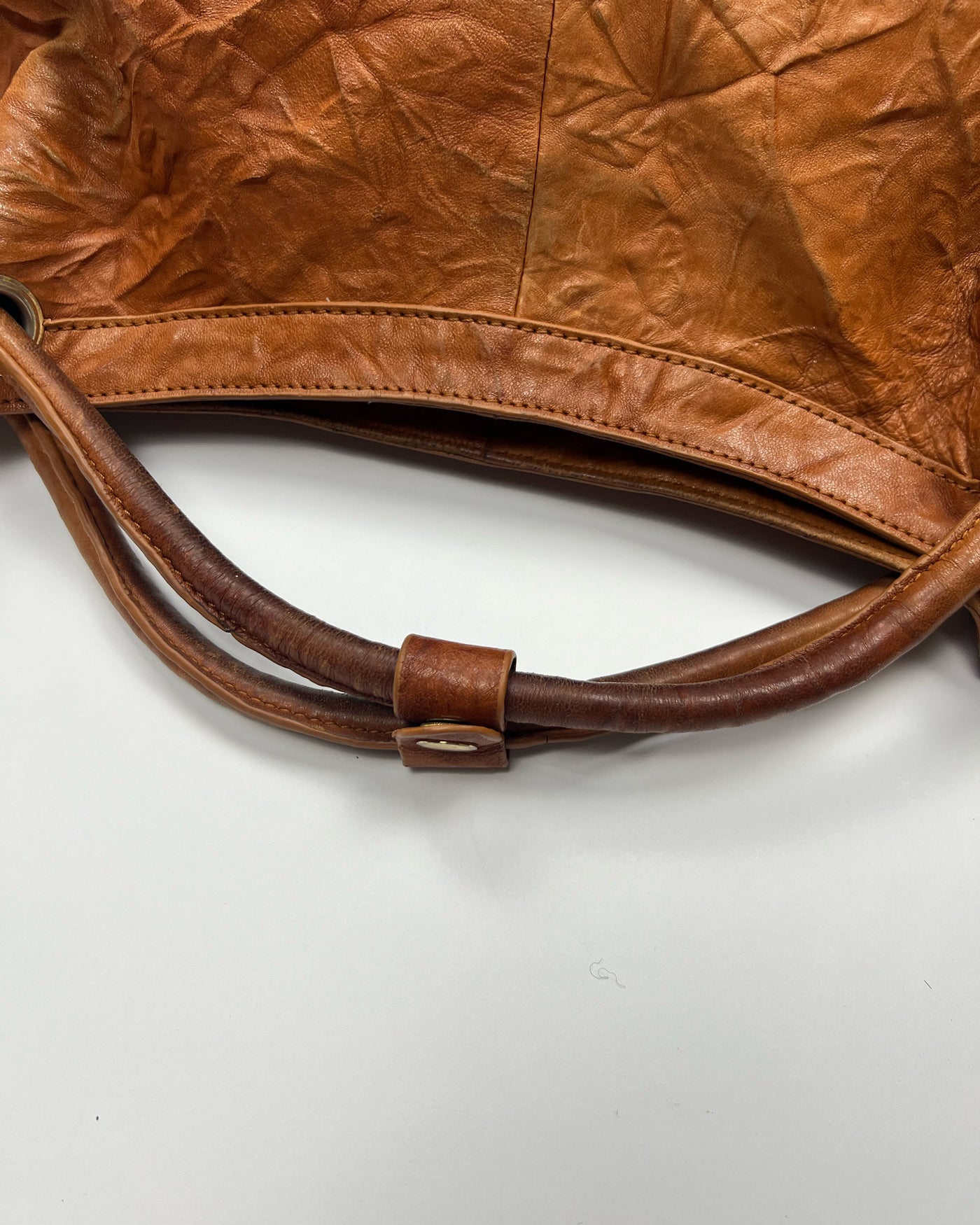 00's Miu Miu Leather Hobo Bag with Tassels in Tan