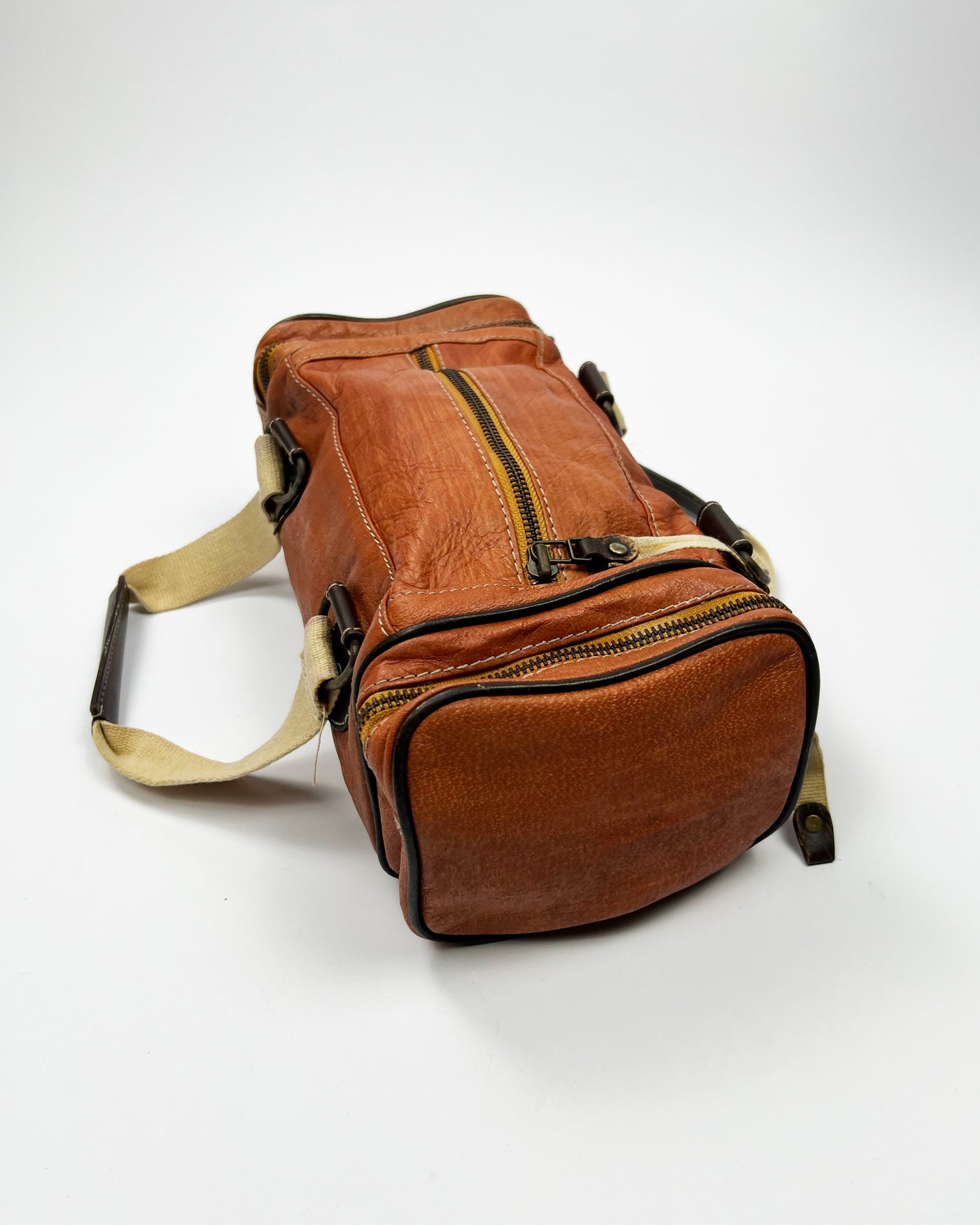 Early 00's Miss Sixty Leather Barrel Shoulder Bag in Orange