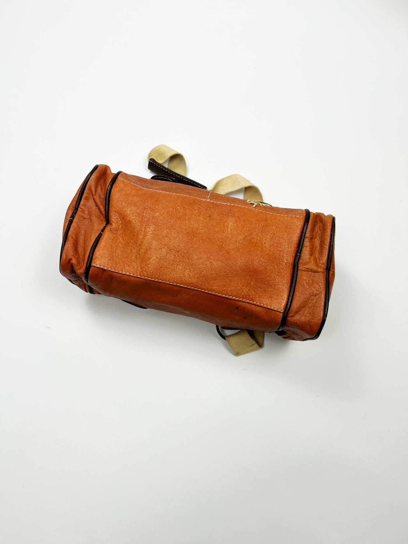 Early 00's Miss Sixty Leather Barrel Shoulder Bag in Orange