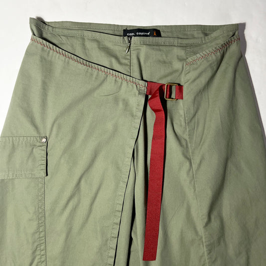 00's Cop Copine Crop Trousers with Wrap Skirt in Khaki- XS