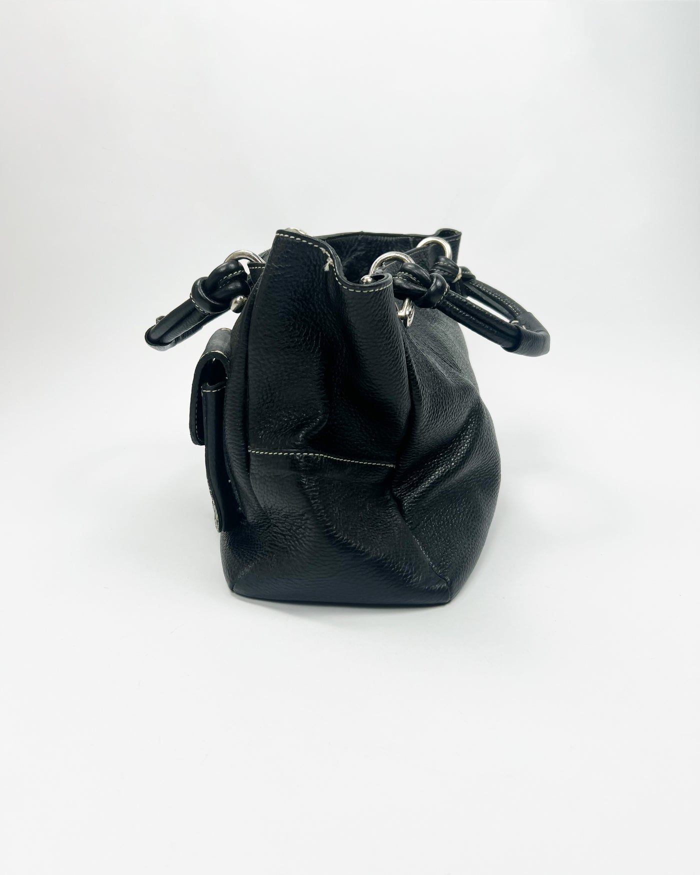 00's Jil Sander Pebbled Leather Pocket Tote Bag in Black