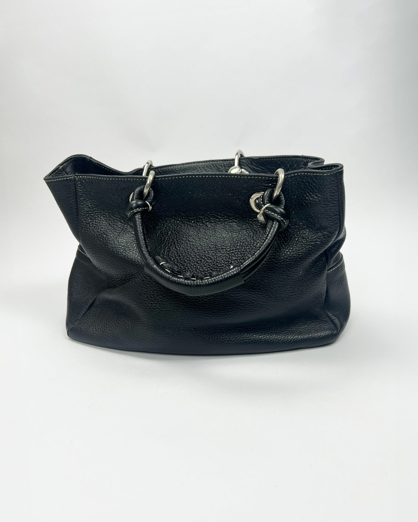 00's Jil Sander Pebbled Leather Pocket Tote Bag in Black