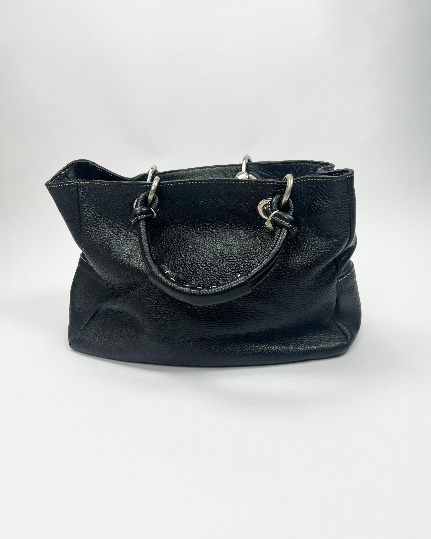 00's Jil Sander Pebbled Leather Pocket Tote Bag in Black