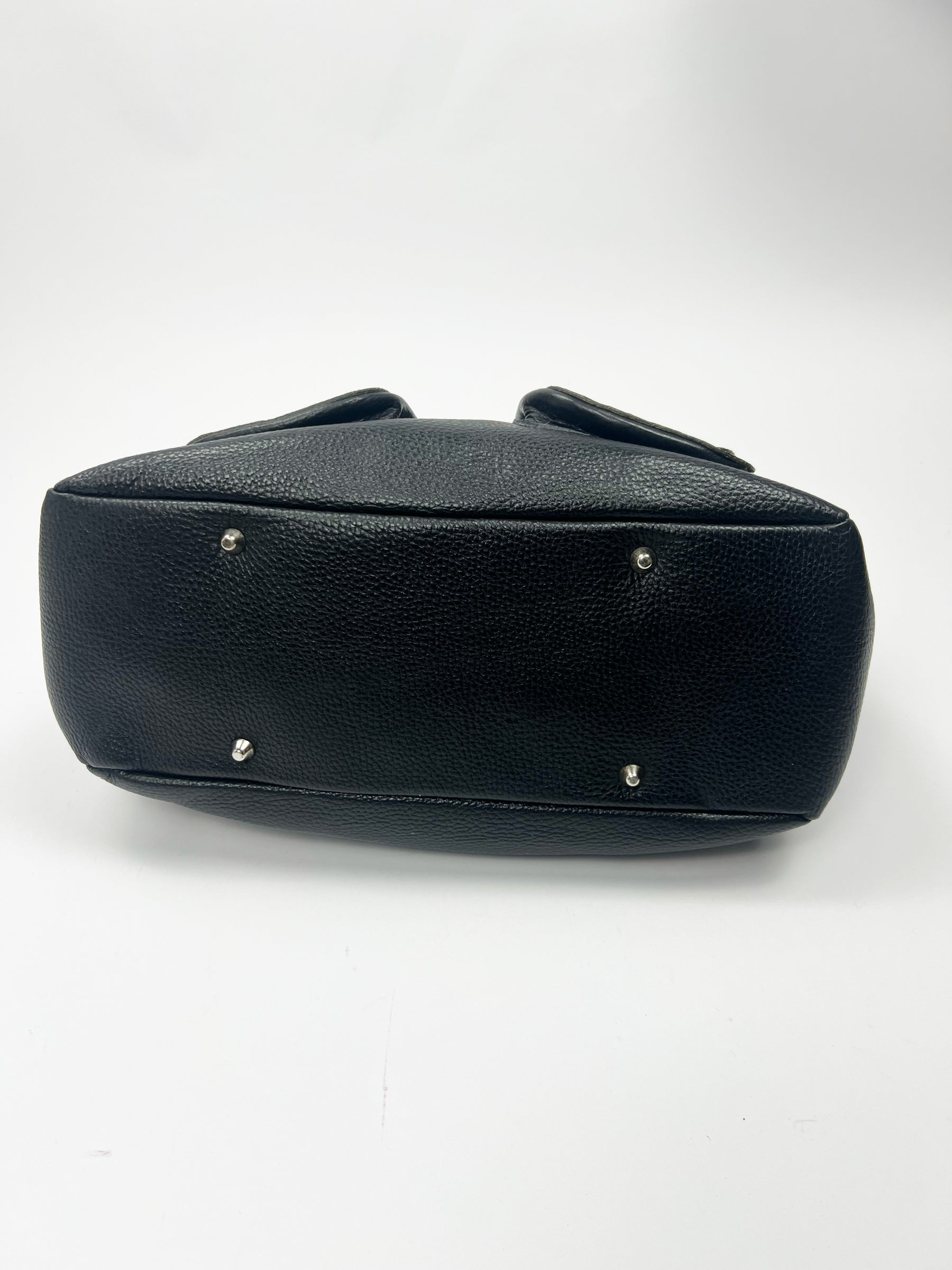 00's Jil Sander Pebbled Leather Pocket Tote Bag in Black