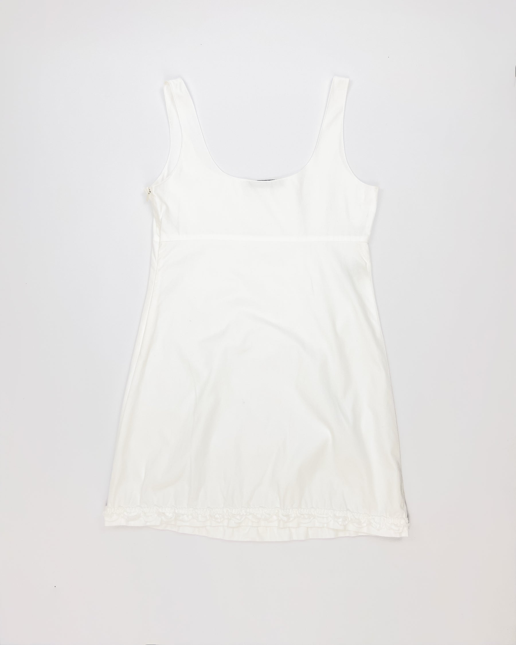 SS 1999 Miu Miu Babydoll Mini Dress with Ruffled Hem - XS