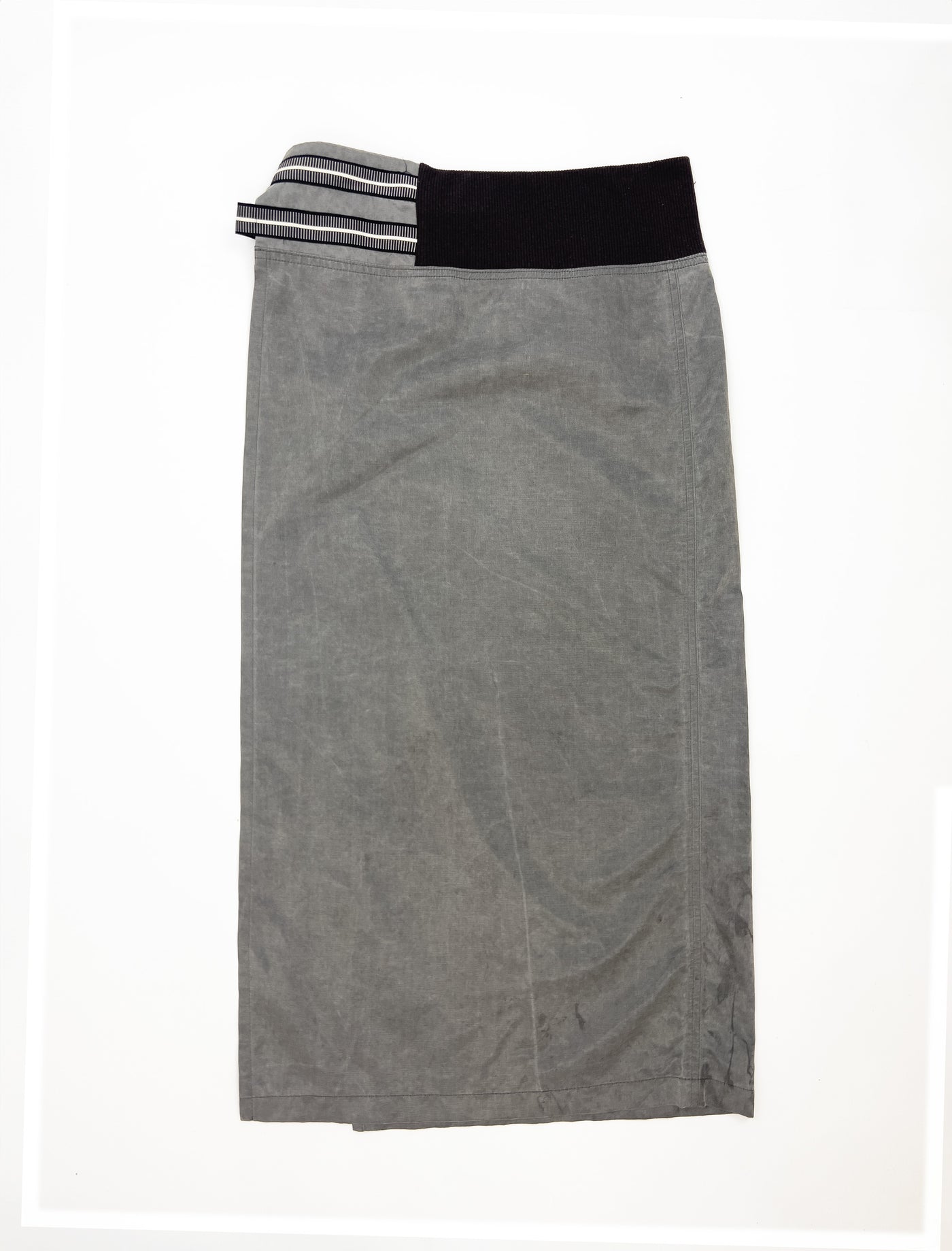 Late 90's Cop Copine Asymmetrical Skirt with Split-Front in Grey -S