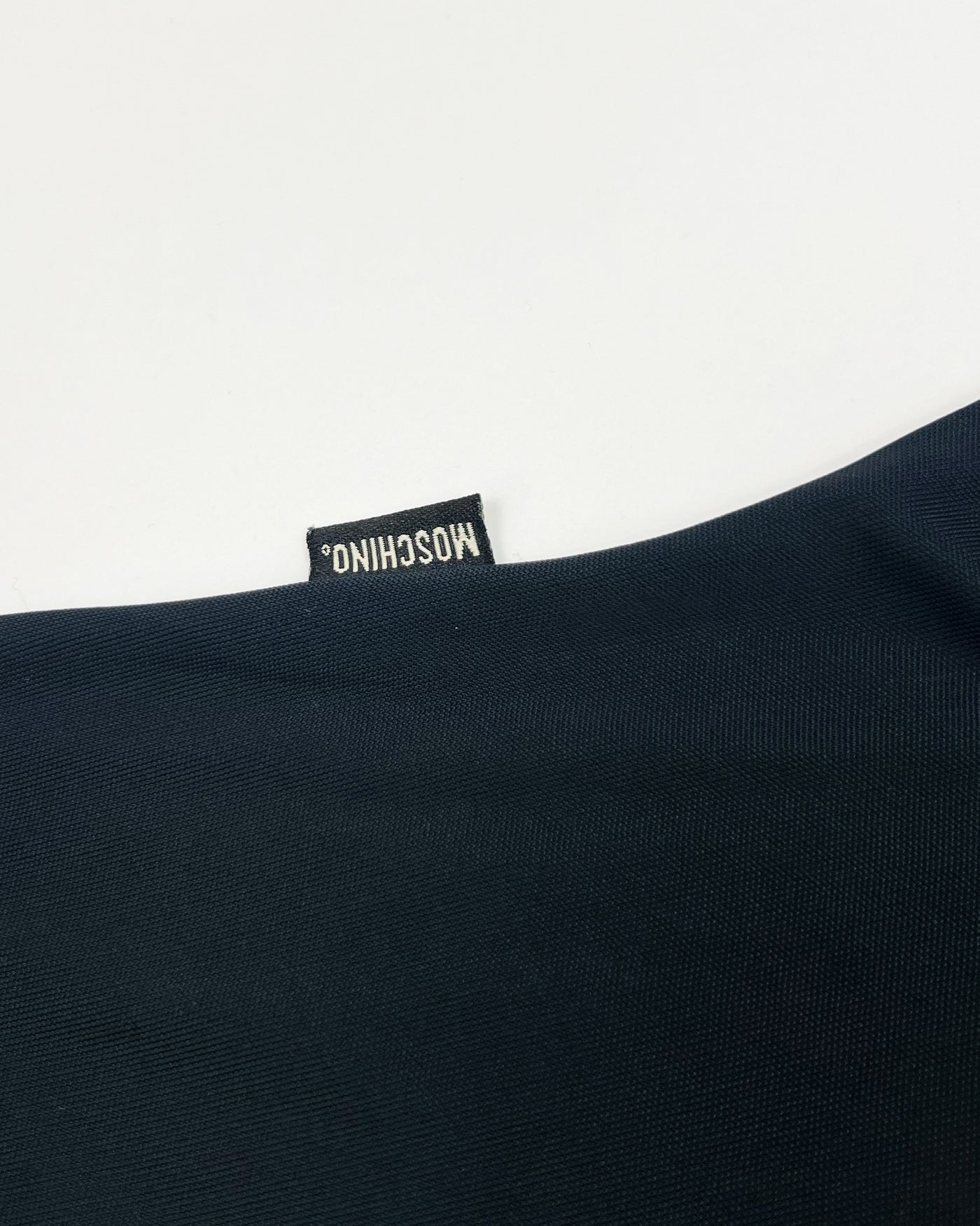 Late 90s Moschino Jeans trompe-l'œil Polo Top in Black with Silver Beading- M