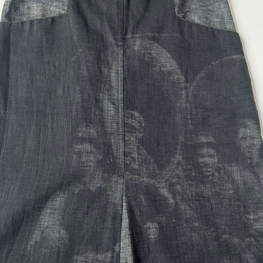 Vintage Cop Copine Denim & Linen Dress with Photo Print - M