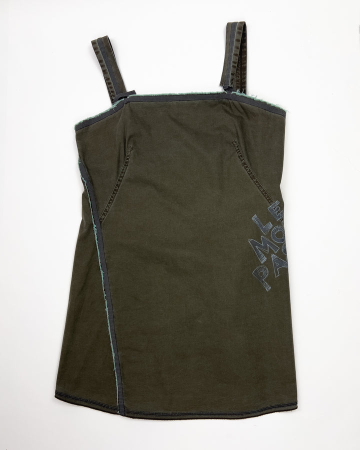 00's Cop Copine Apron Tunic Top in Khaki / Aqua - M