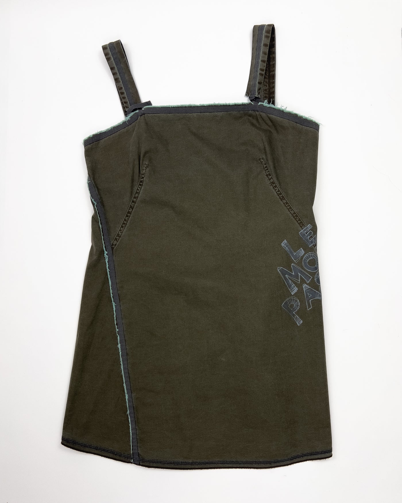 00's Cop Copine Apron Tunic Top in Khaki / Aqua - M